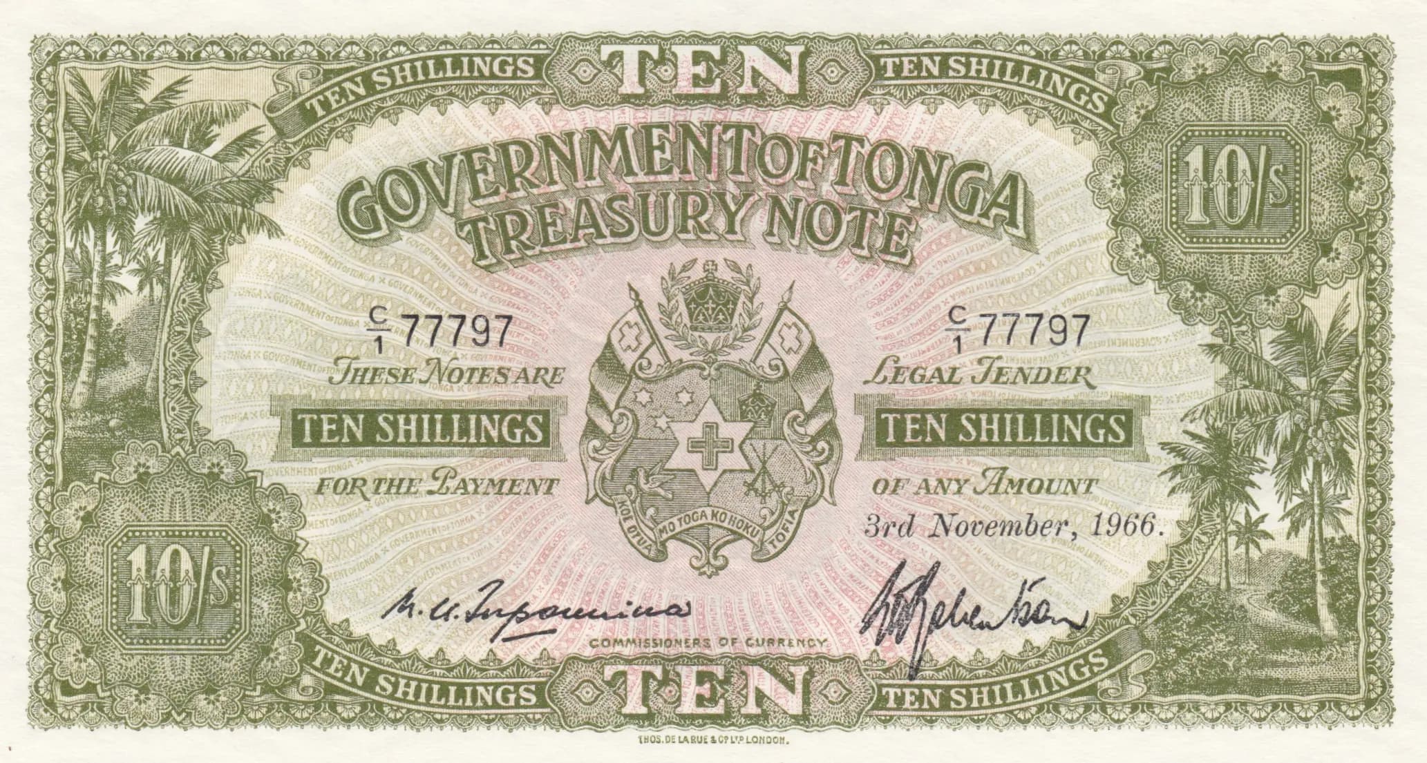 10 shillings 1966 from Tonga, P-10e (1966) — image 1