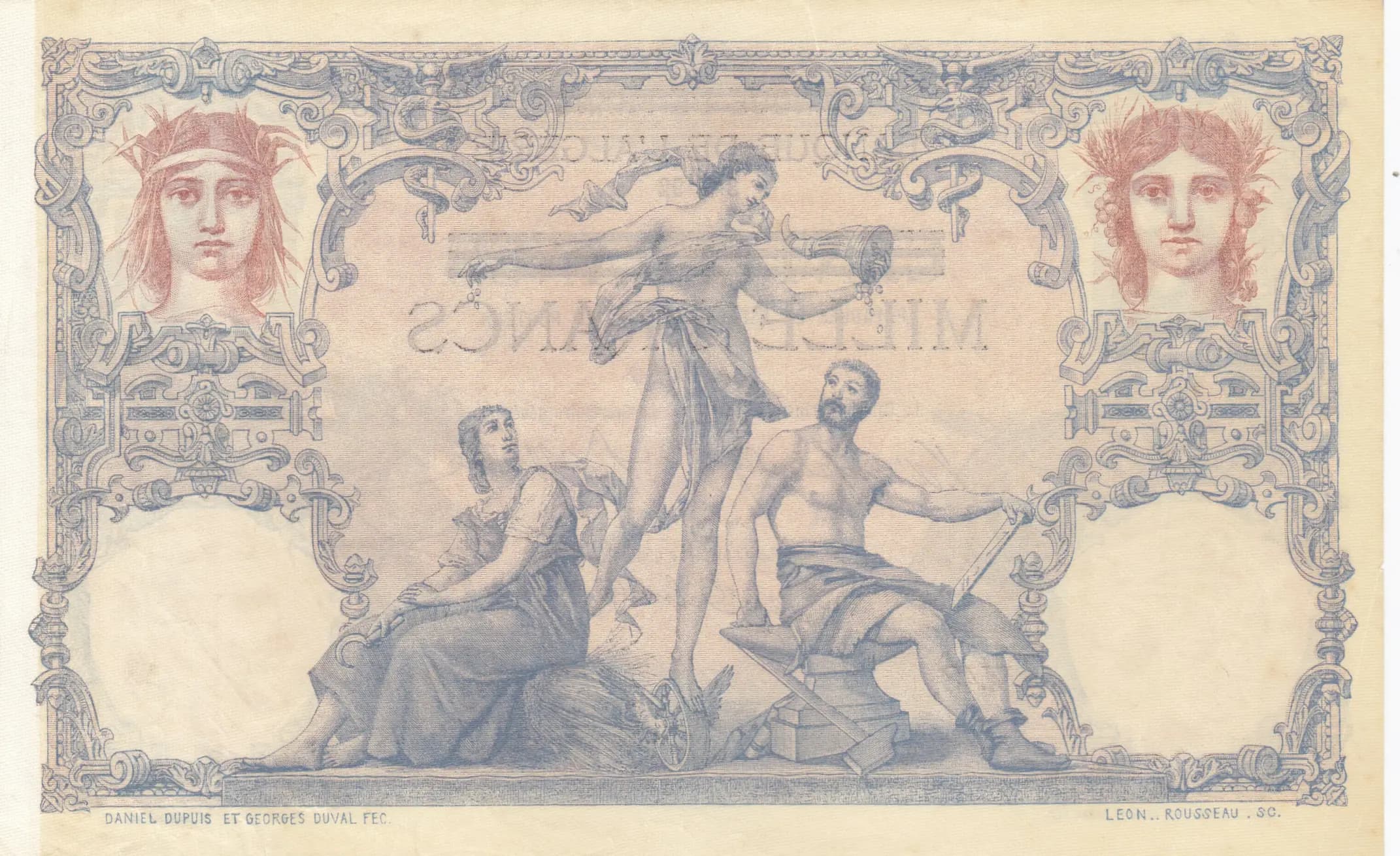 1000 francs 1942 from Tunisia, P-31 (1942) — image 2