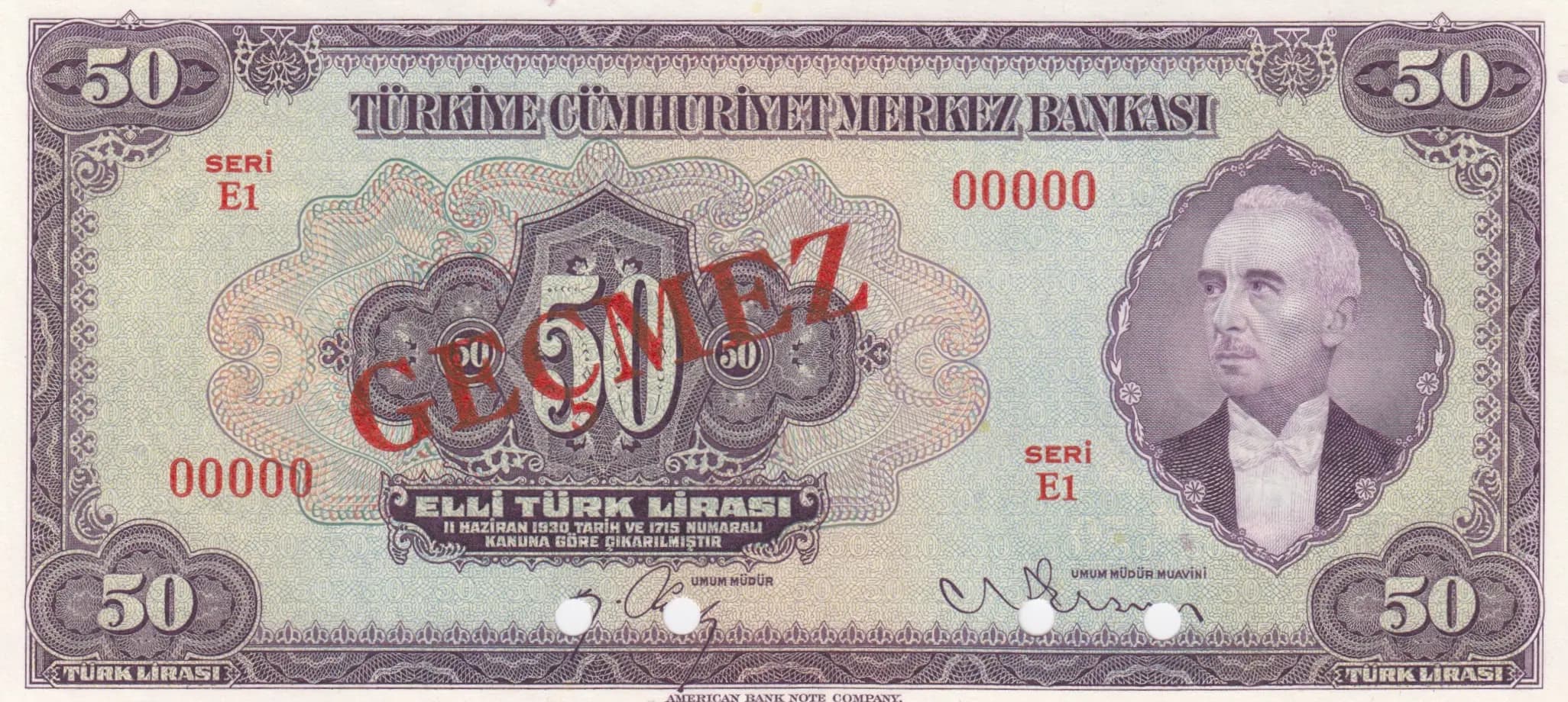 50 lirasi 1842 specimen from Turkey, P-142As (1842) — image 1