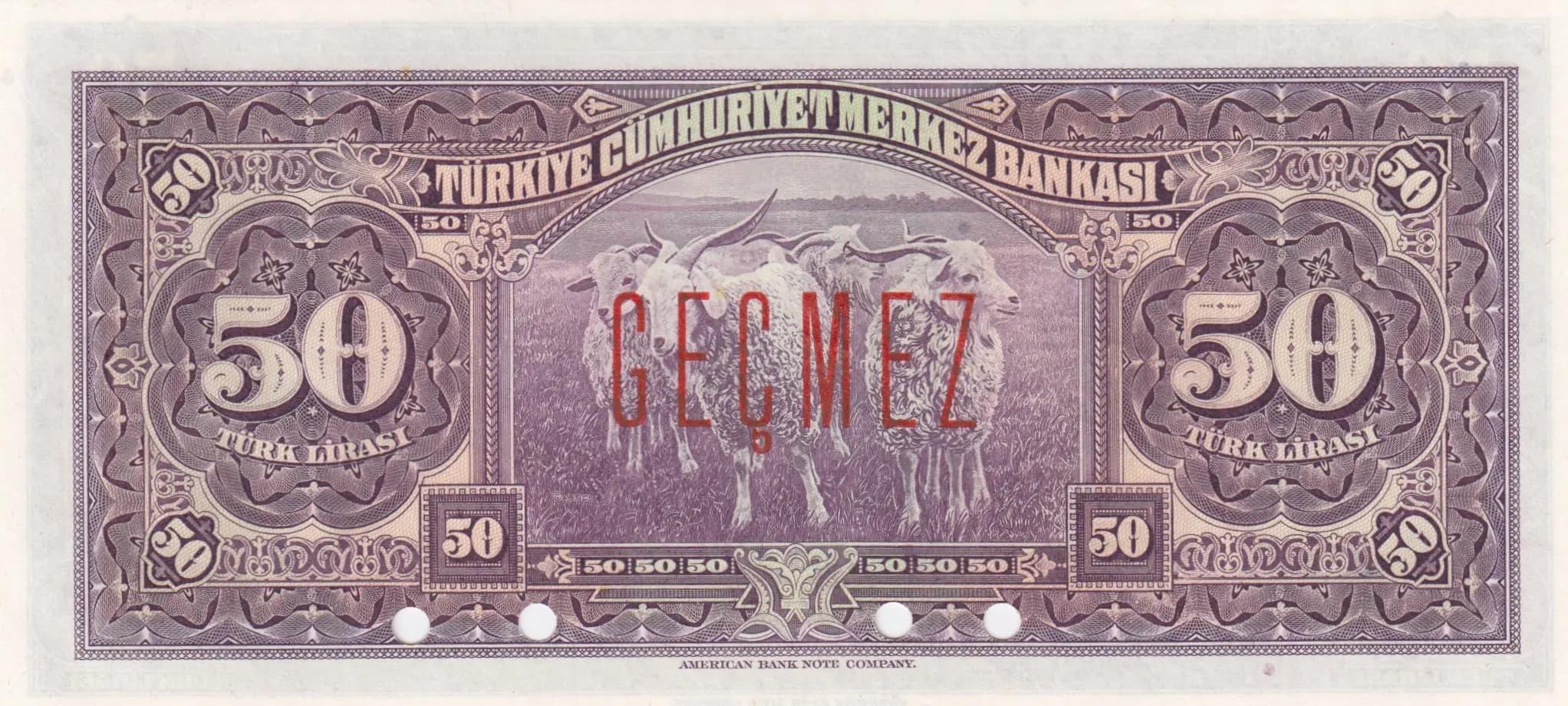 50 lirasi 1842 specimen from Turkey, P-142As (1842) — image 2