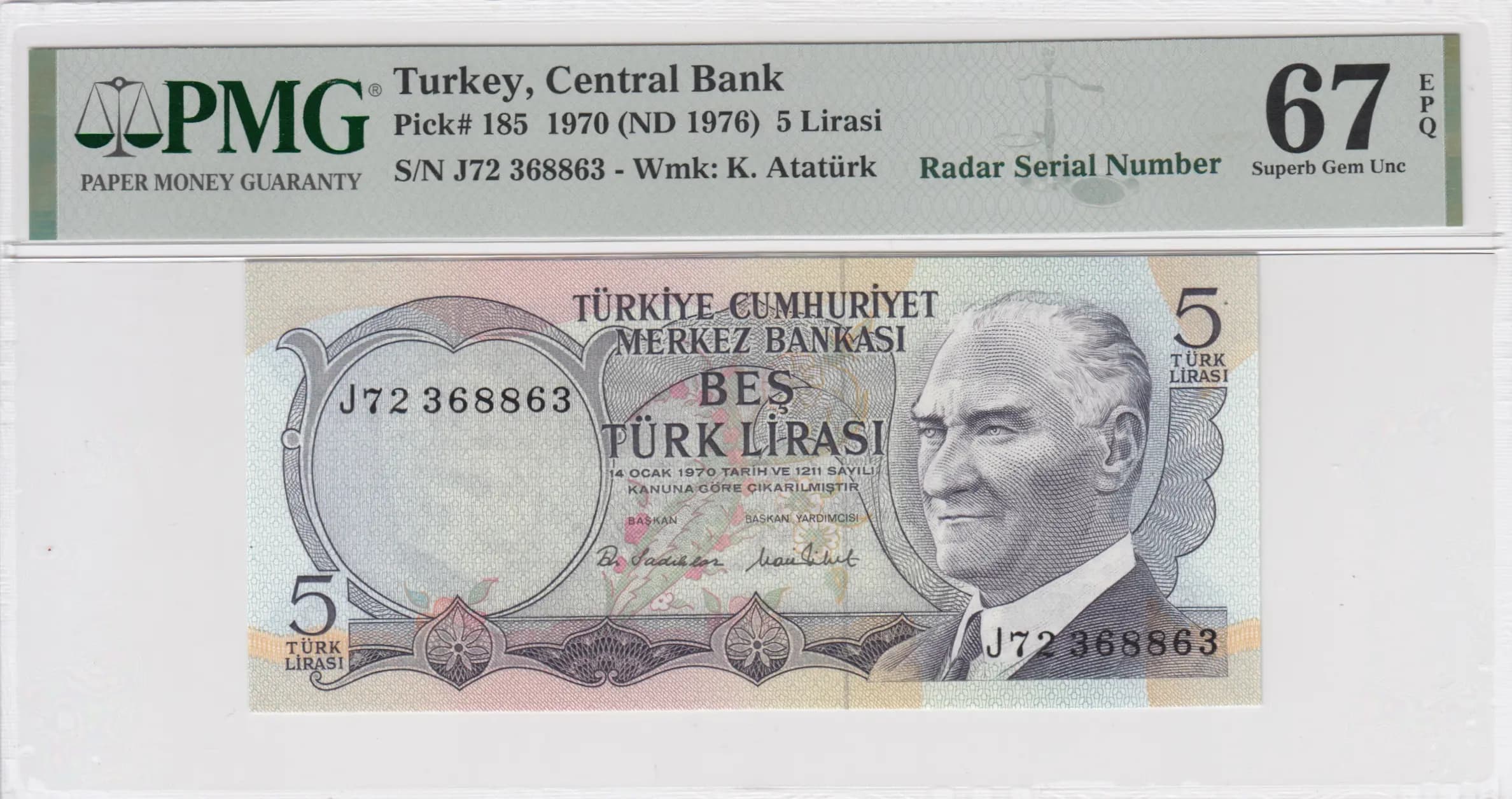 5 lirasi 1971 from Turkey, P-185