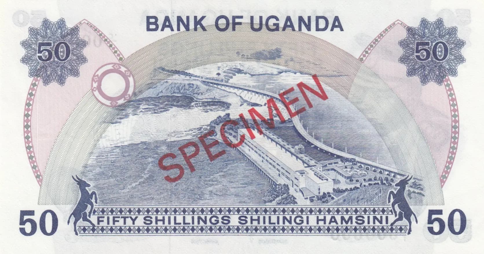 50 shillings 1973 specimen from Uganda, P-8as (1973) — image 2