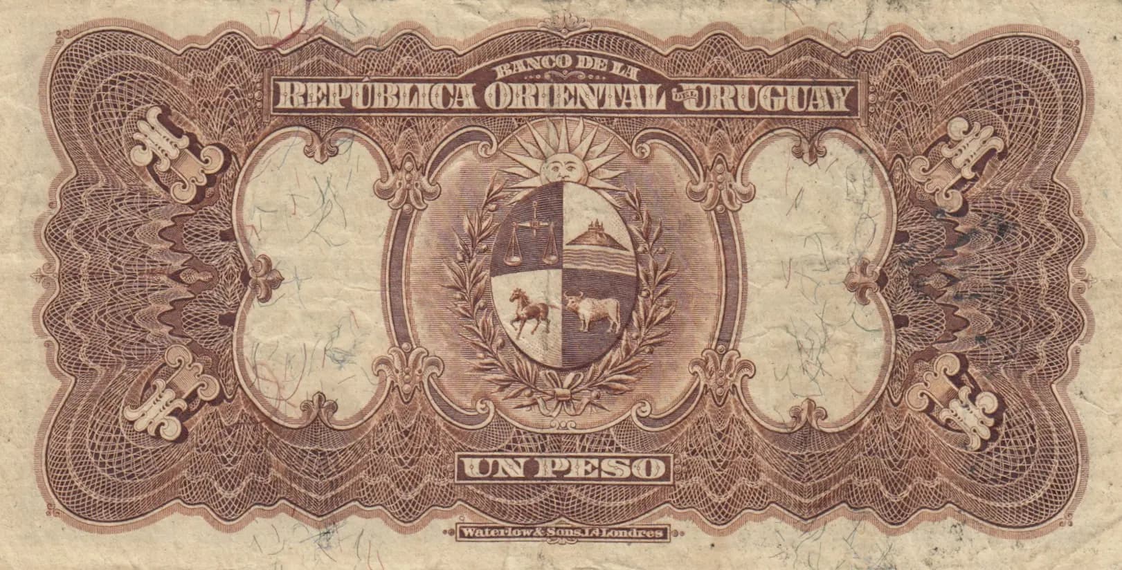 1 peso 1896 from Uruguay, P-9 (1896) — image 2