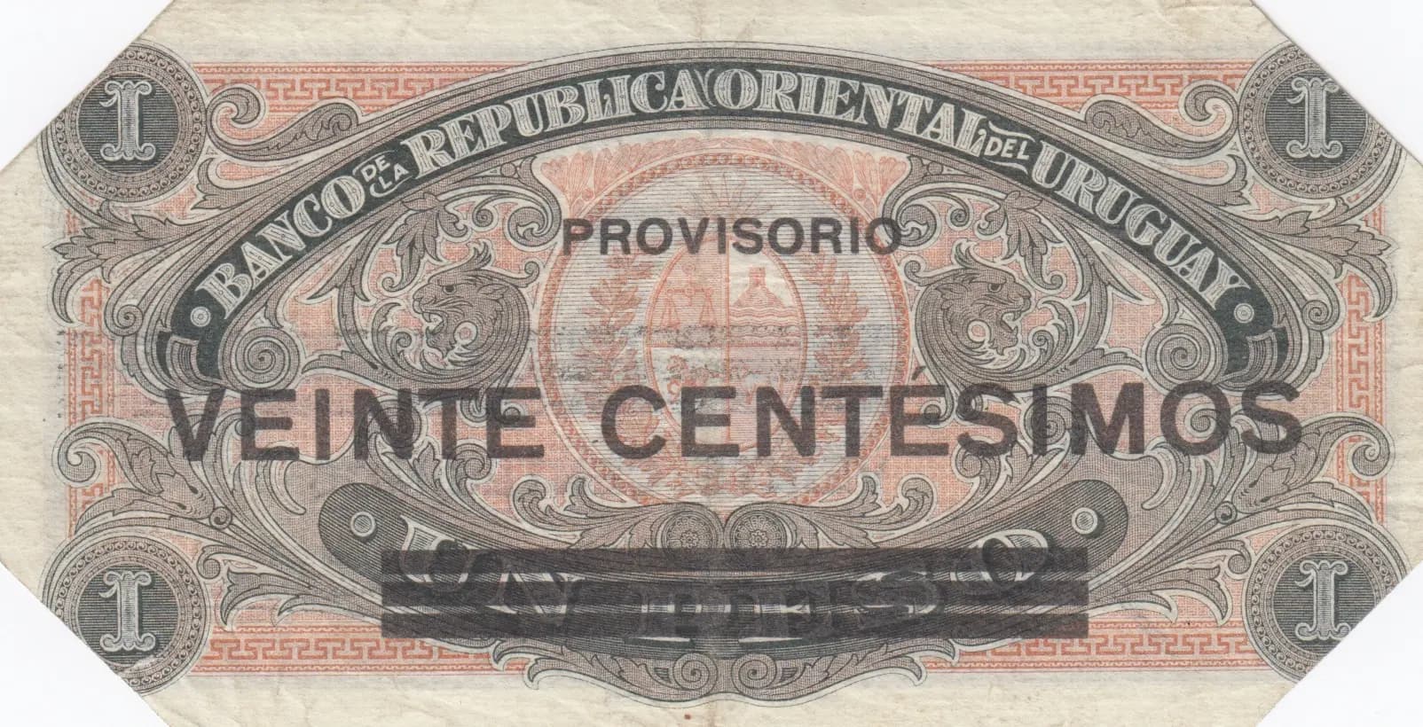 20 centesimos 1918 from Uruguay, P-14 (1918) — image 2