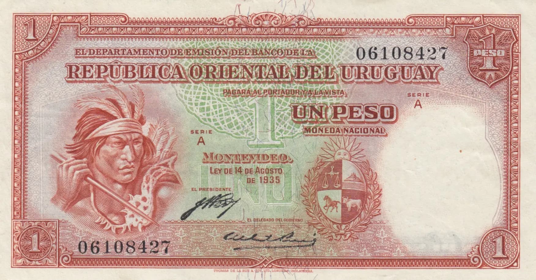 1 peso 1935 from Uruguay, P-28 (1935) — image 1