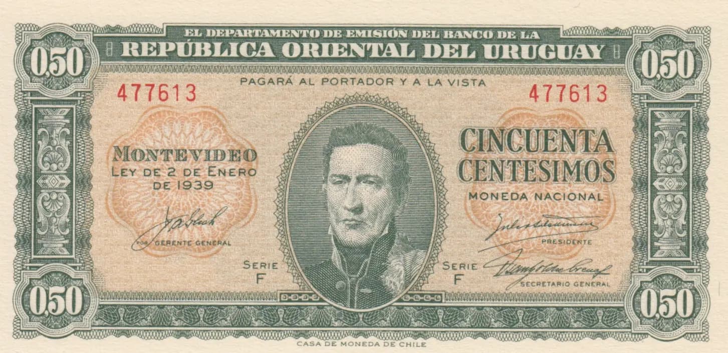 50 centesimos 1939 from Uruguay, P-34