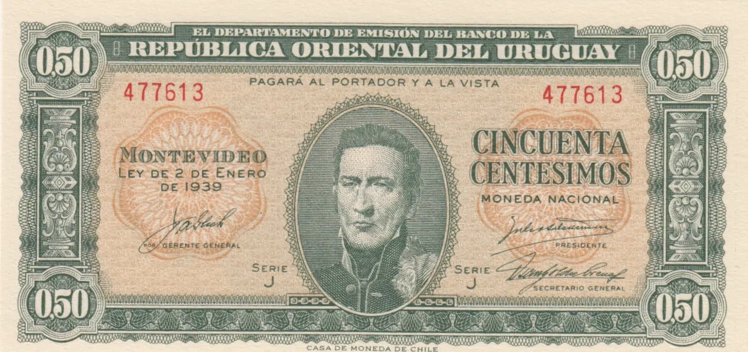 50 centesimos 1939 from Uruguay, P-34