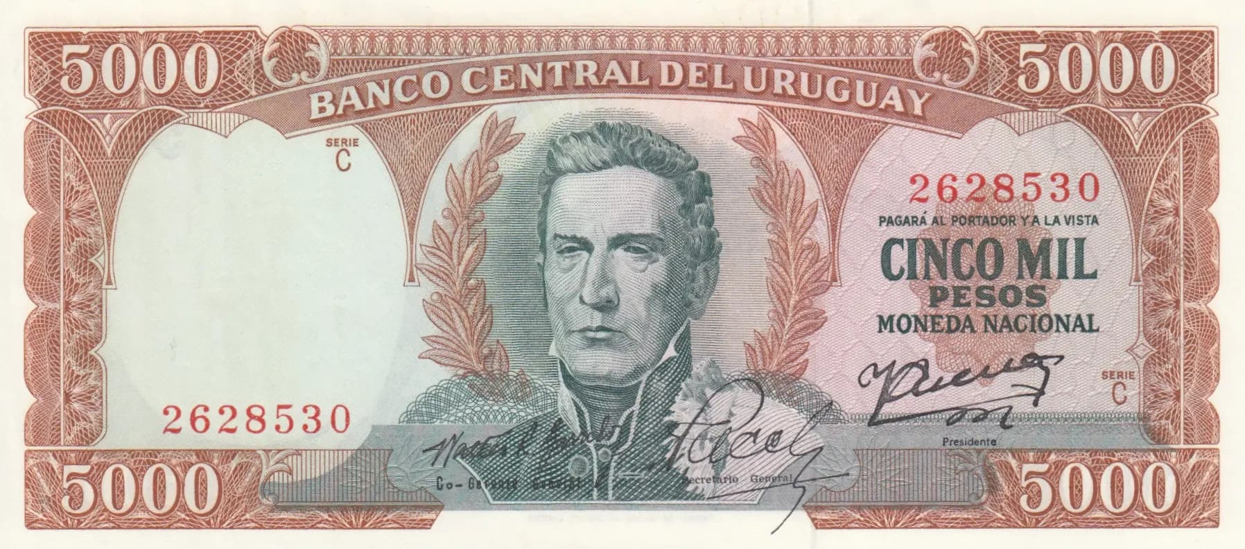 5000 pesos 1967 from Uruguay, P-50b (1967) — image 1