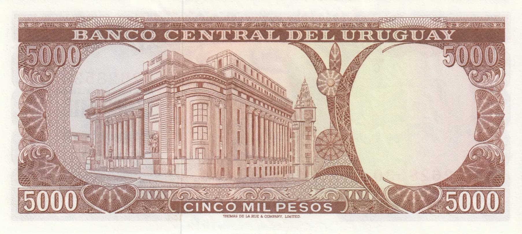 5000 pesos 1967 from Uruguay, P-50b (1967) — image 2