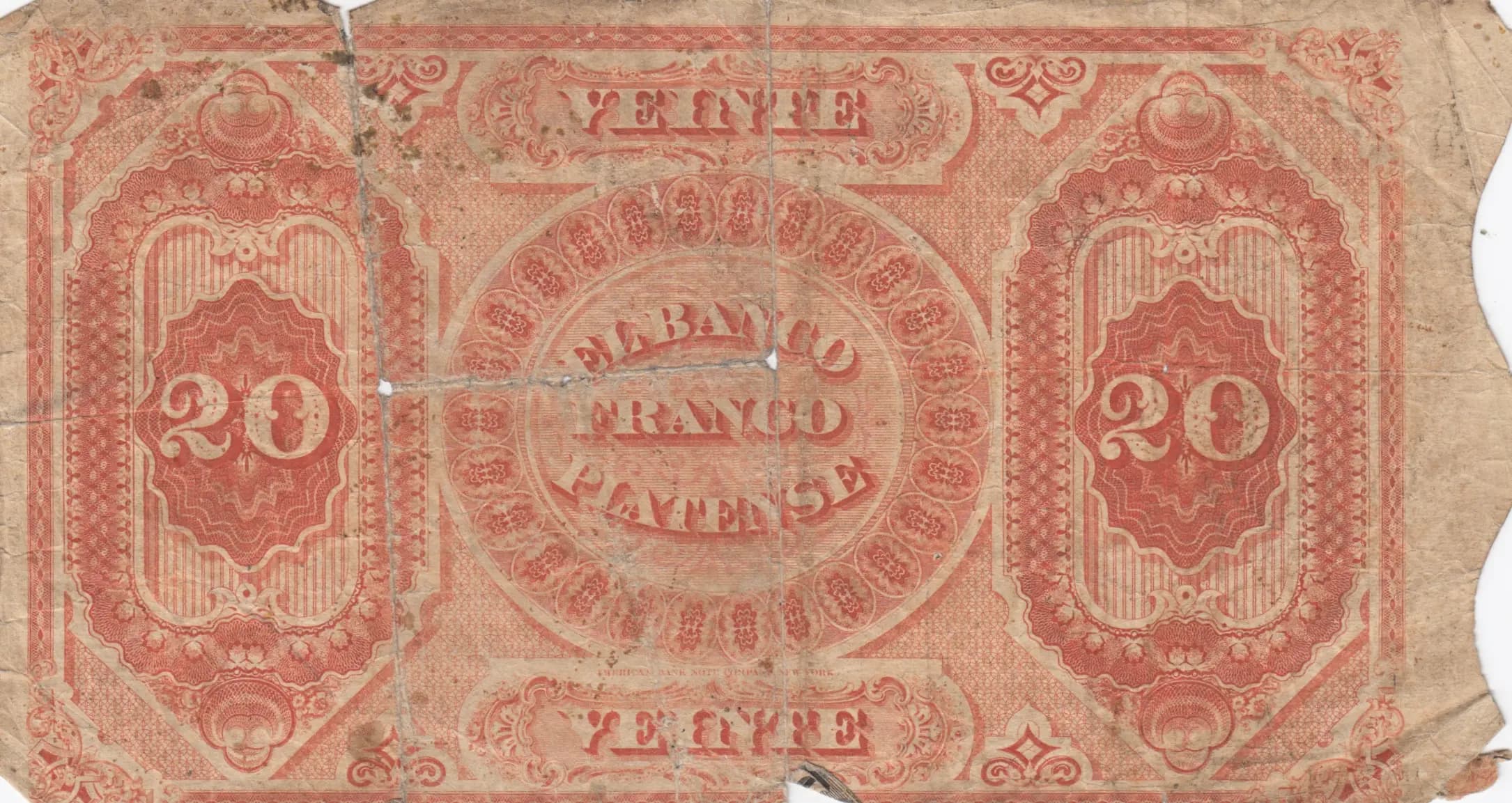 20 pesos/ 2 doblones 1870 from Uruguay, P-S173a (1870) — image 2