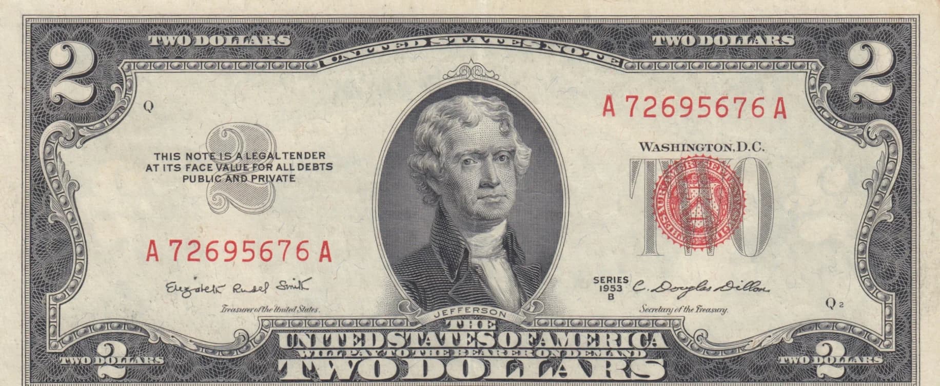 2 dollars 1953B from United States of America, P-380b