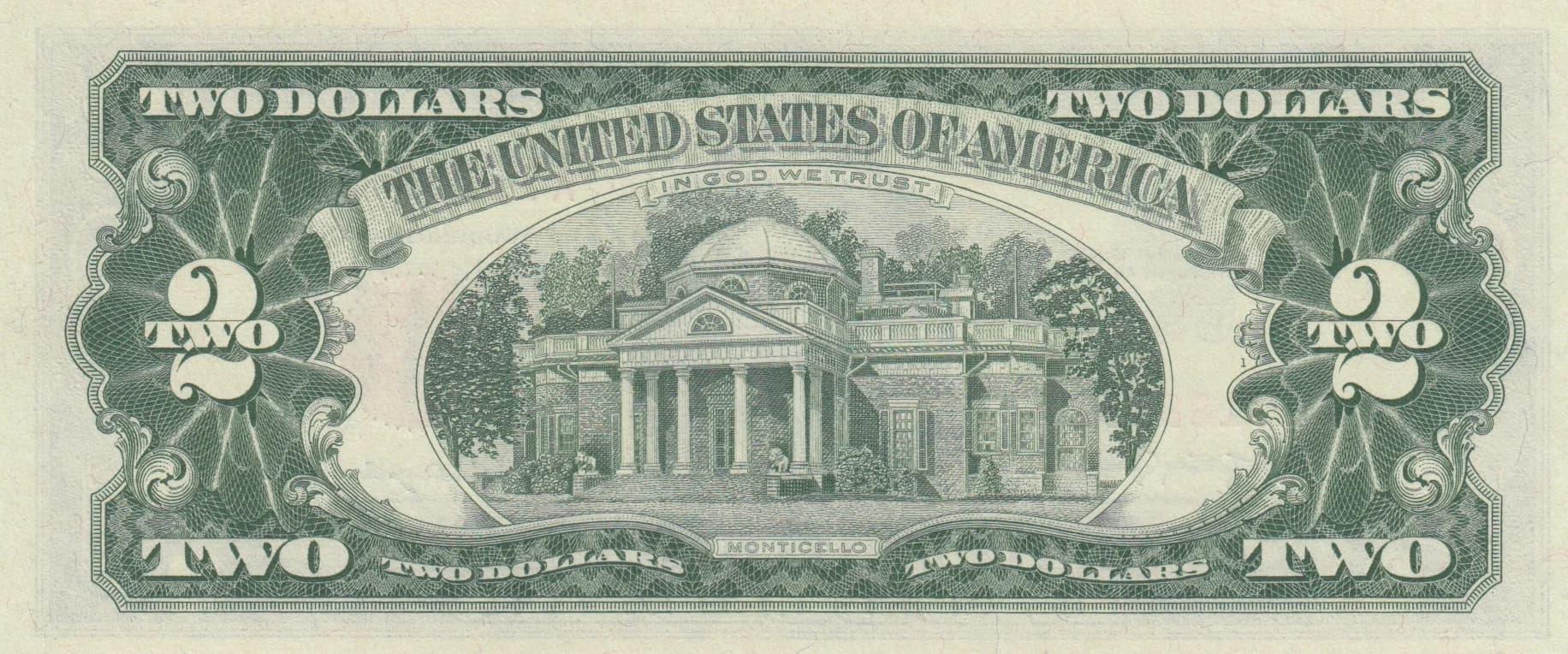 2 dollars 1963 from United States of America, P-382a (1963) — image 2