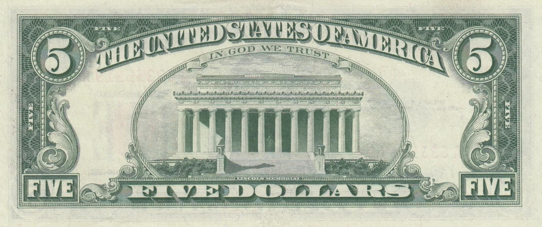 5 dollars 1963 from United States of America, P-383 (1963) — image 2