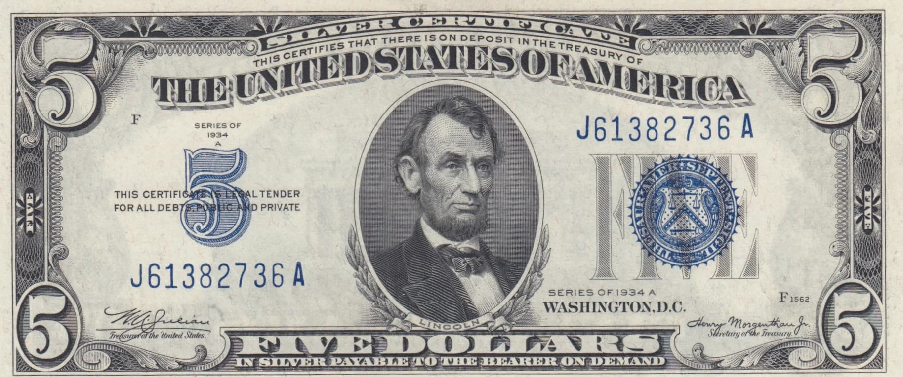 5 dollars 1934A from United States of America, P-414Aa () — image 1