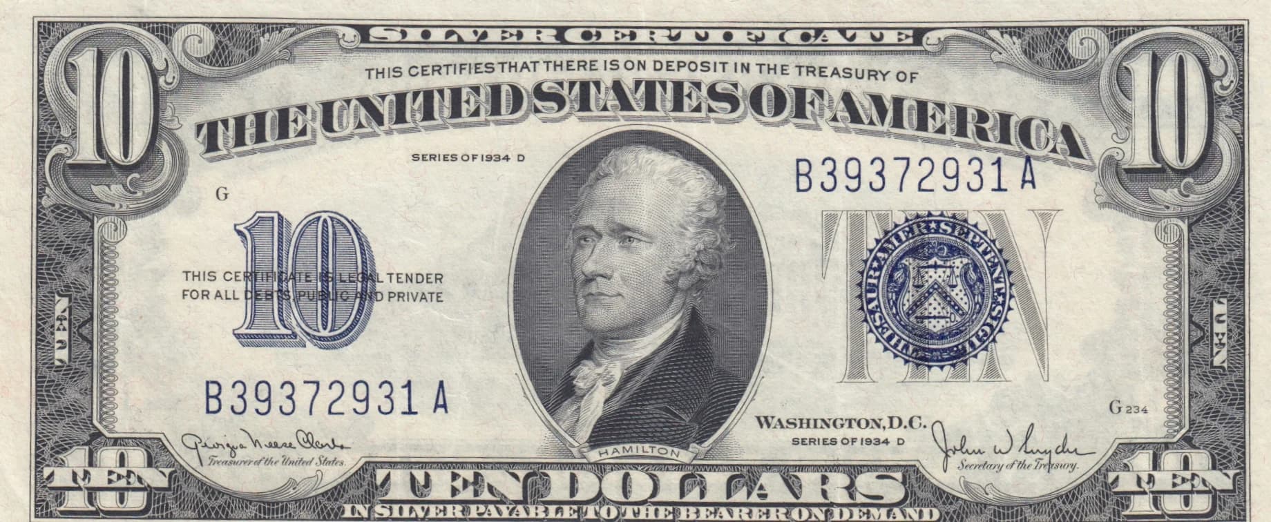 10 dollars 1934D from United States of America, P-415d () — image 1