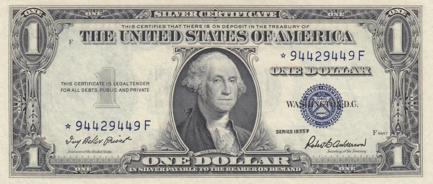 1 dollar 1935F replacement from United States of America, P-416D2f*