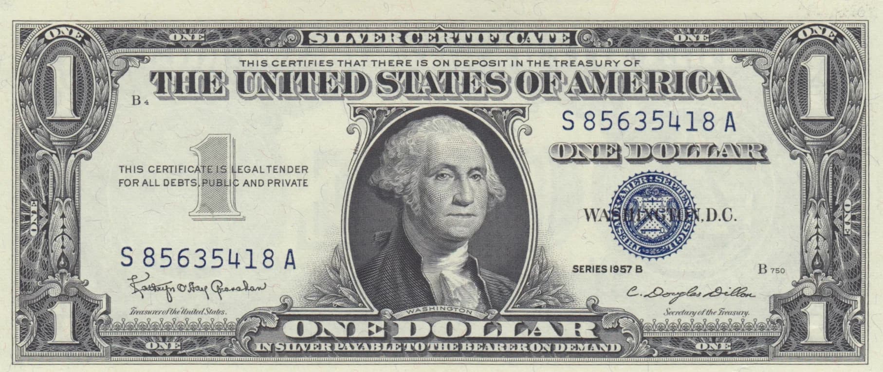 1 dollar 1957B from United States of America, P-419b