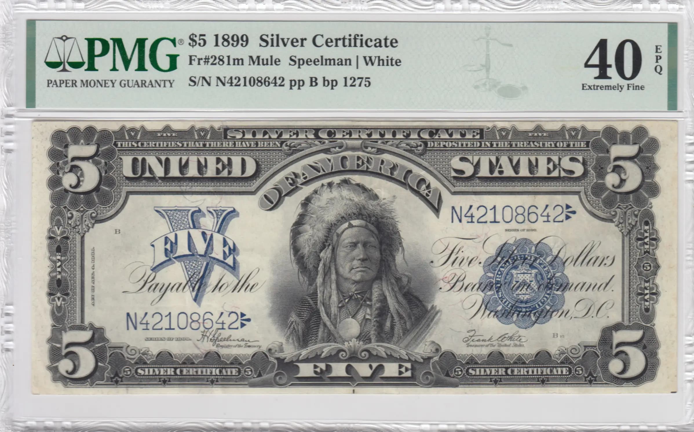 5 silver dollars 1899 from United States of America, P-Fr281m (1899) — image 1