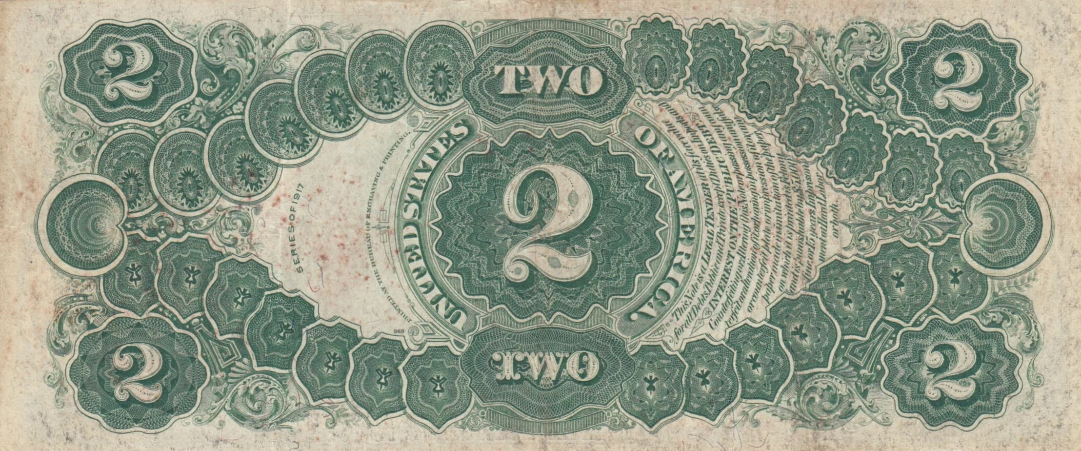 2 dollars 1917 from United States of America, P-188 (1917) — image 2