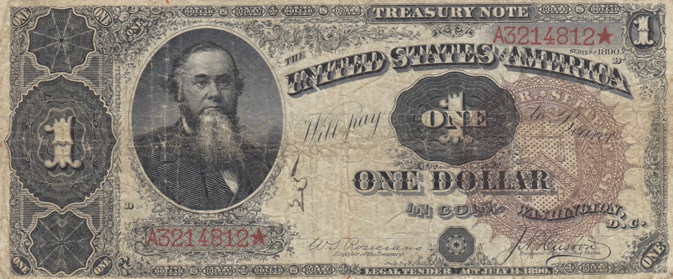 1 dollar 1890 from United States of America, P-344 (1890) — image 1