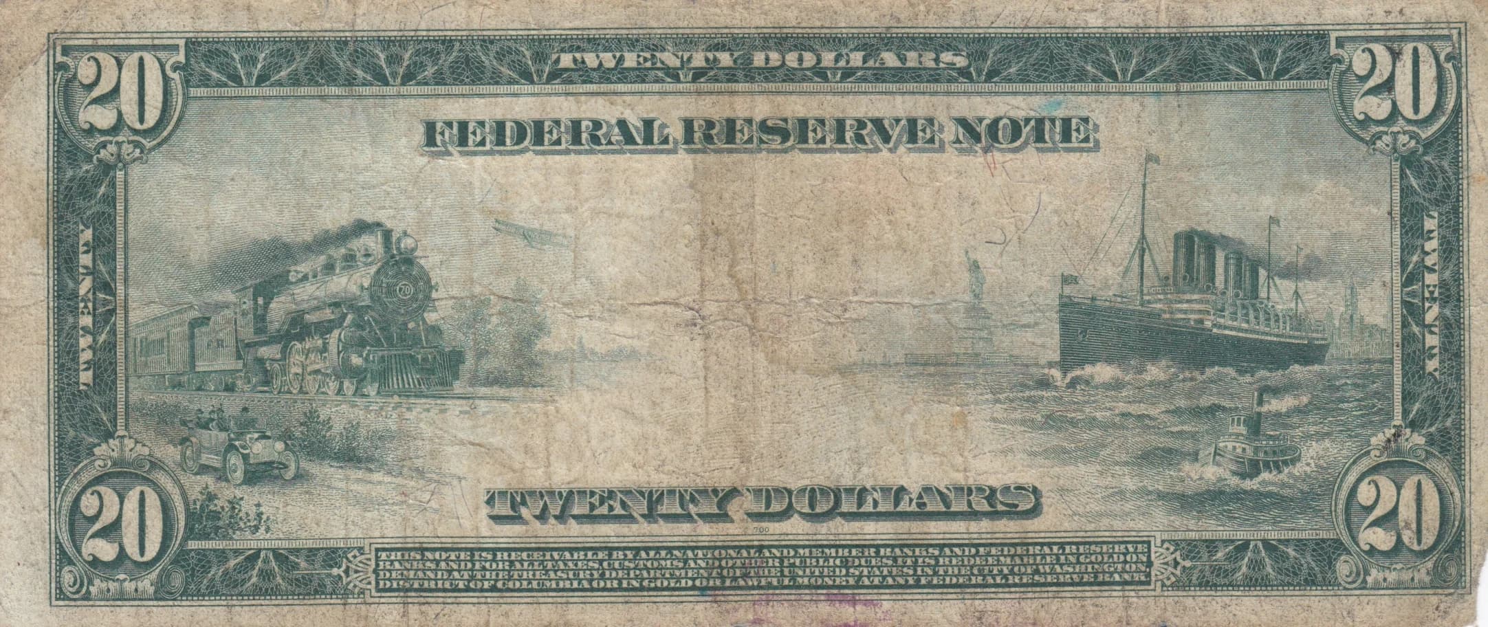 20 dollars 1914 from United States of America, P-361b (1914) — image 2