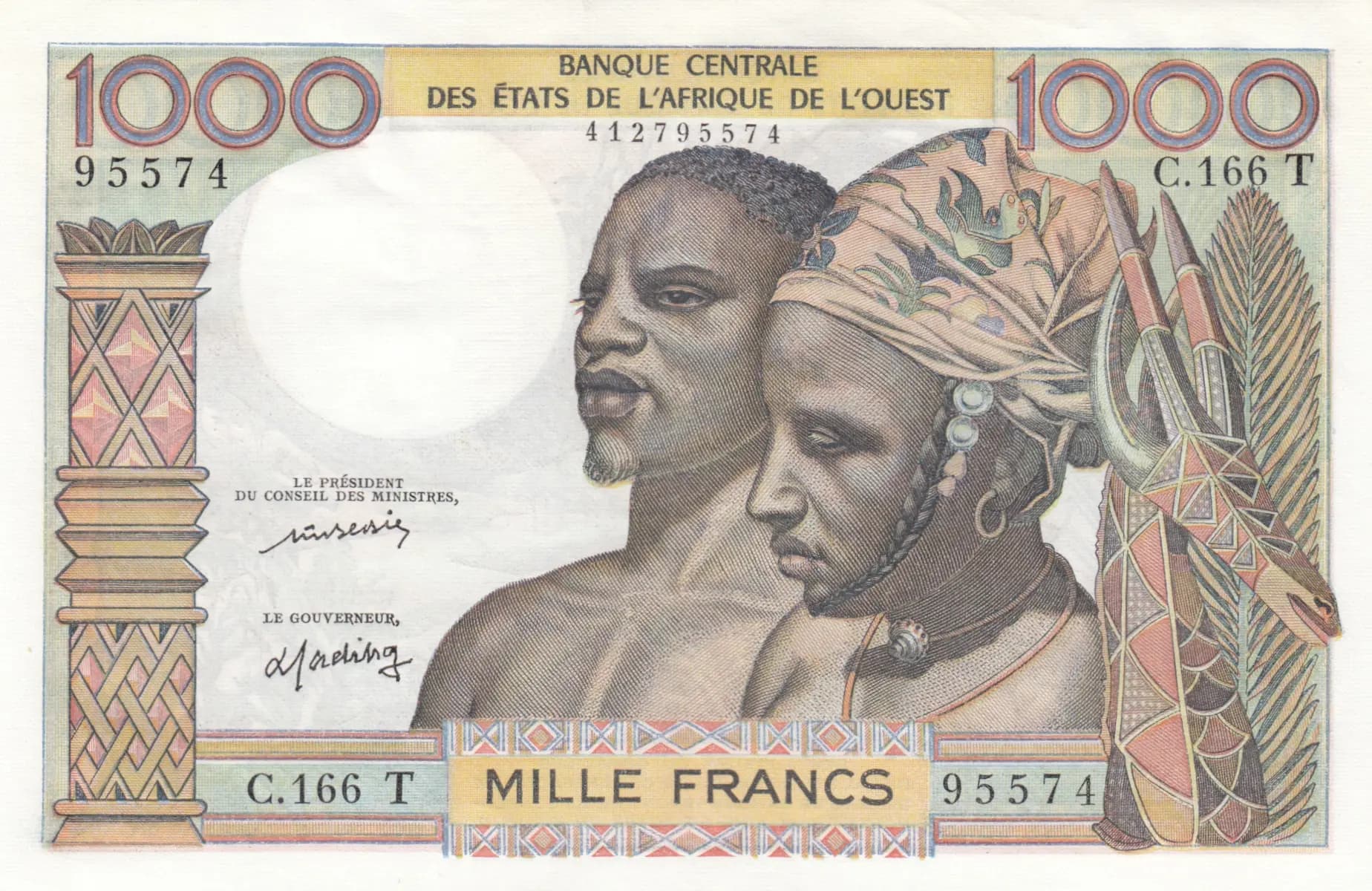 1000 francs 1959 from West African States, P-803Tm