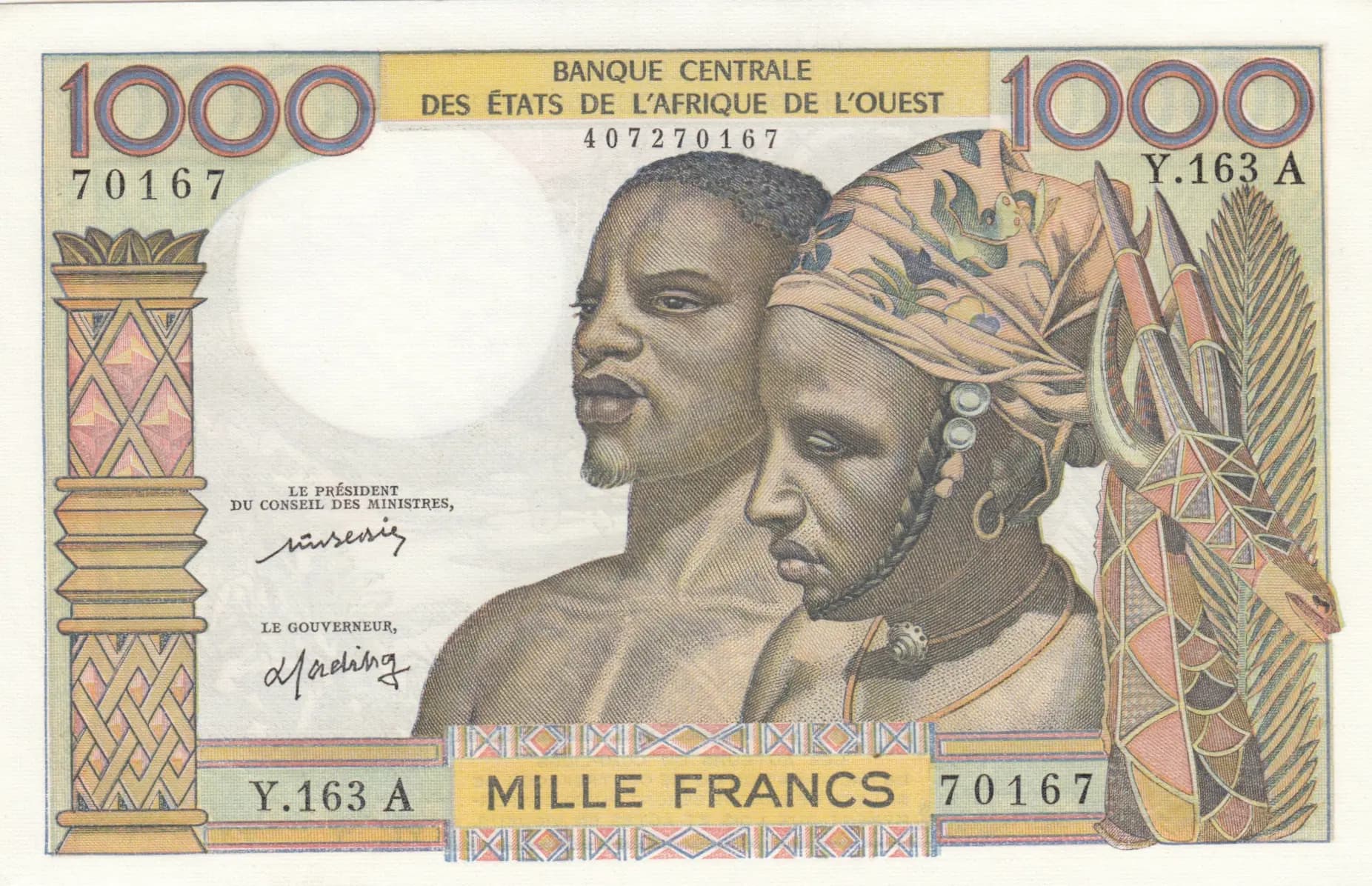 1000 francs 1965 from West African States, P-103Al (1965) — image 1
