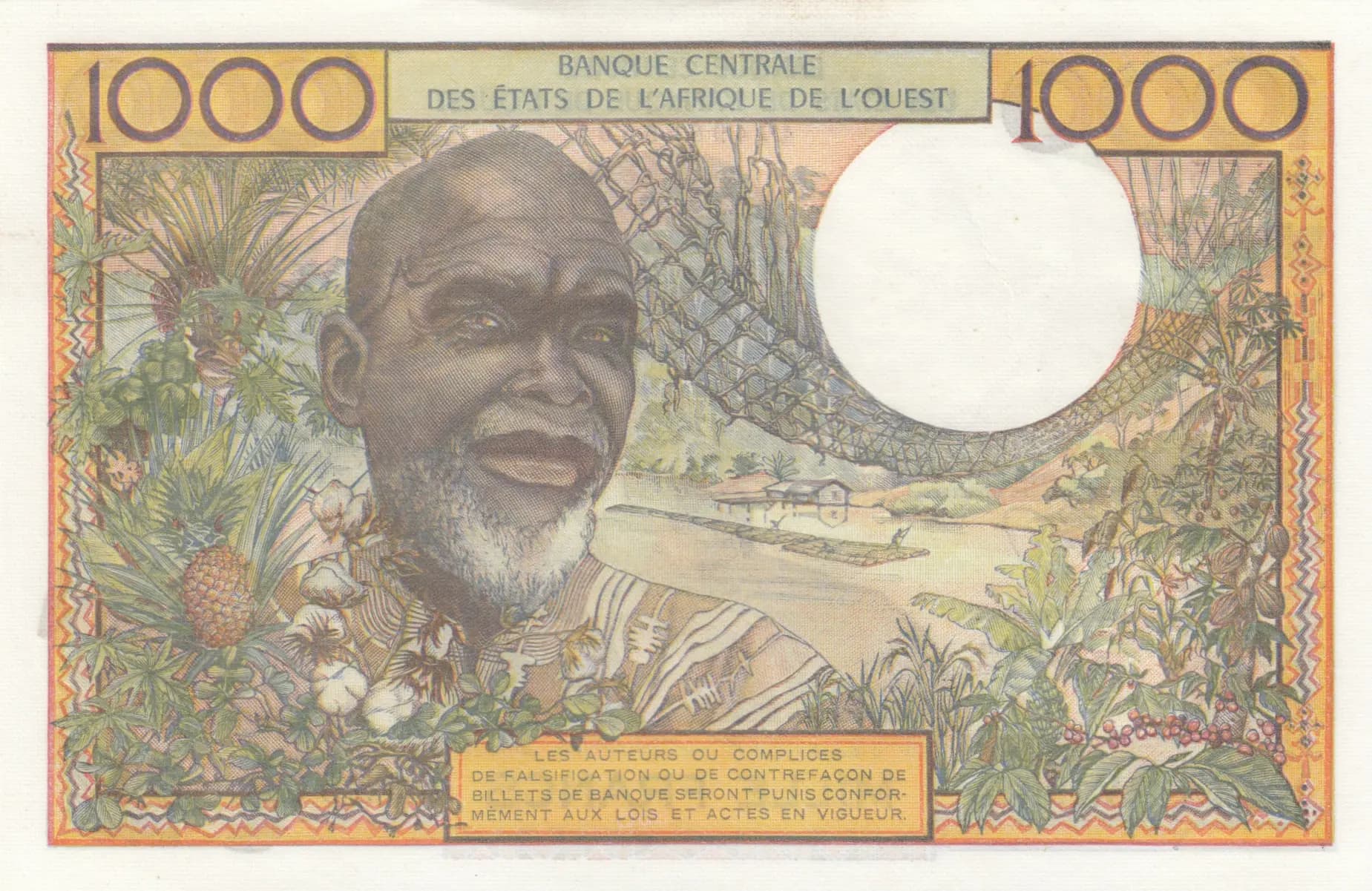 1000 francs 1965 from West African States, P-103Am (1965) — image 2