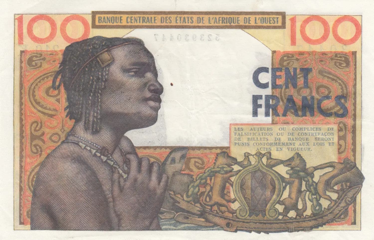 100 francs 1964 from West African States, P-701Kd (1964) — image 2
