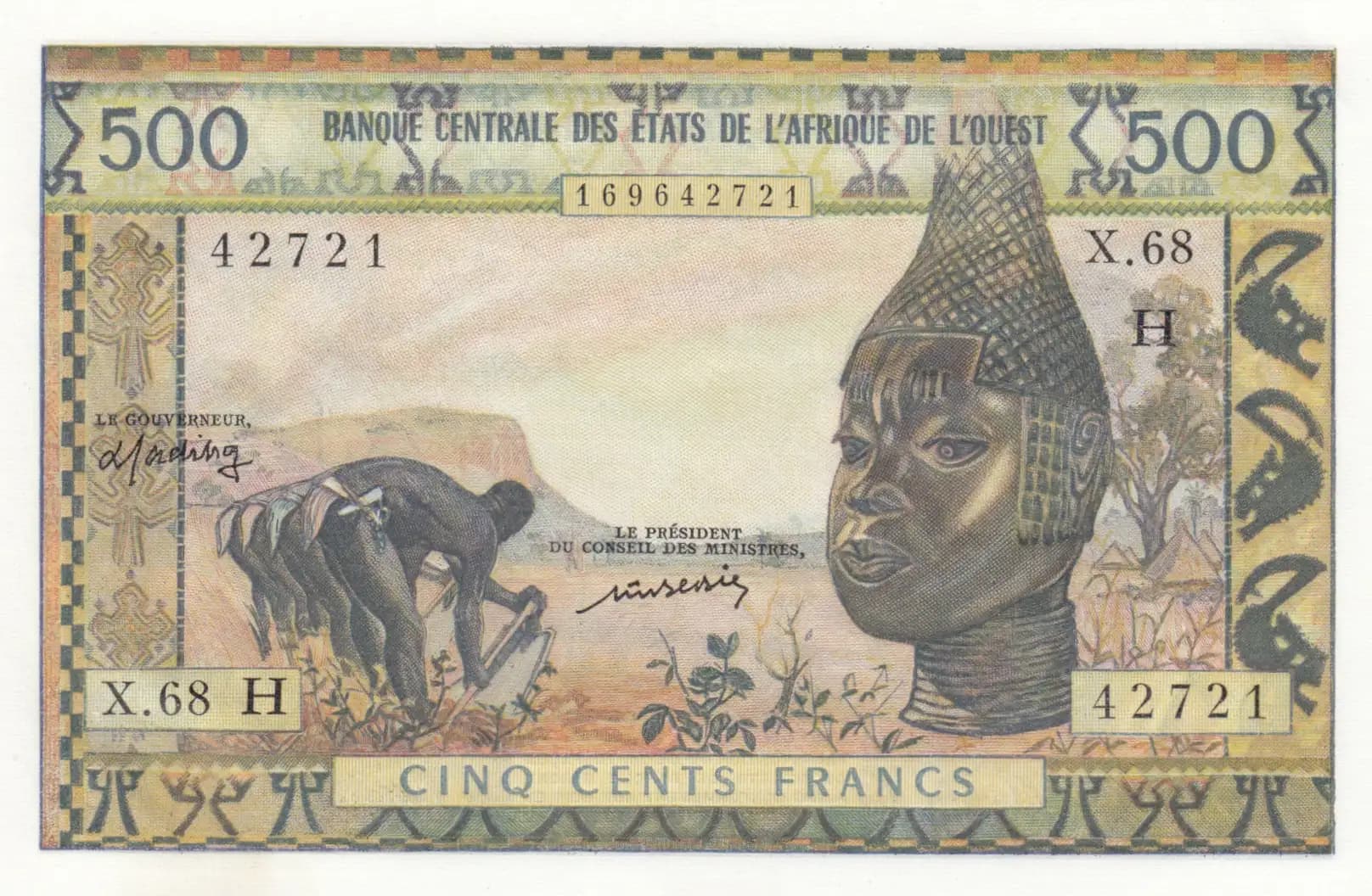 500 francs 1959 from West African States, P-602Hm