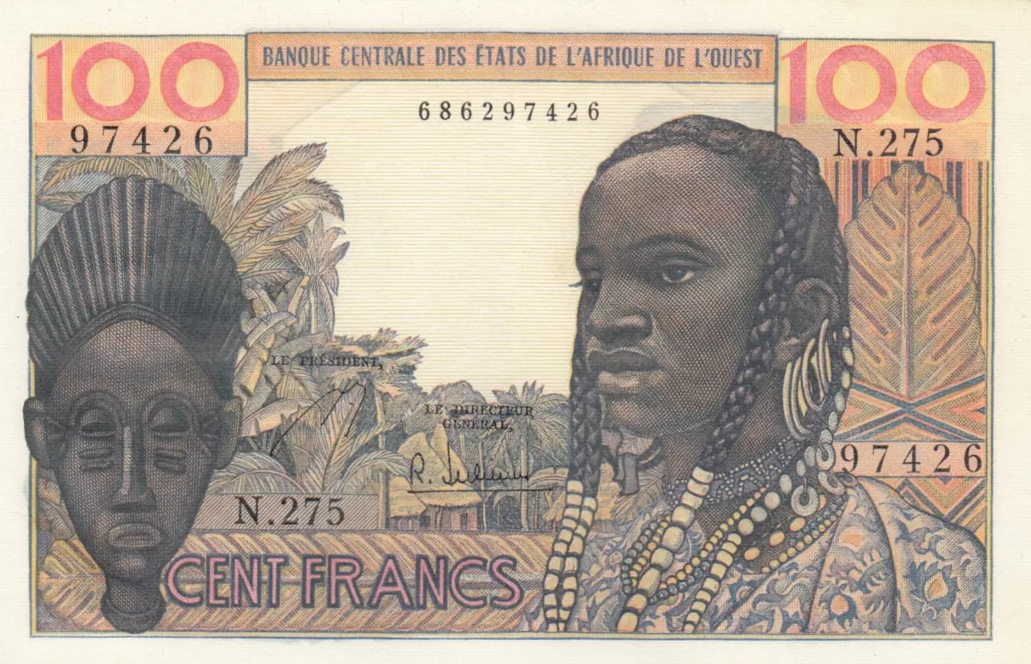 100 francs 1959 from West African States, P-2