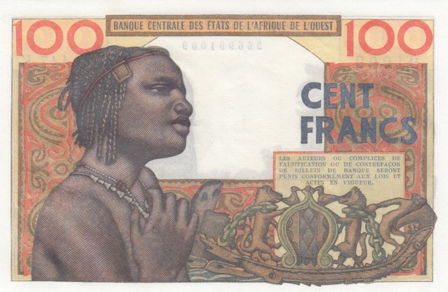 100 francs 1961 from West African States, P-701Kb (1961) — image 2