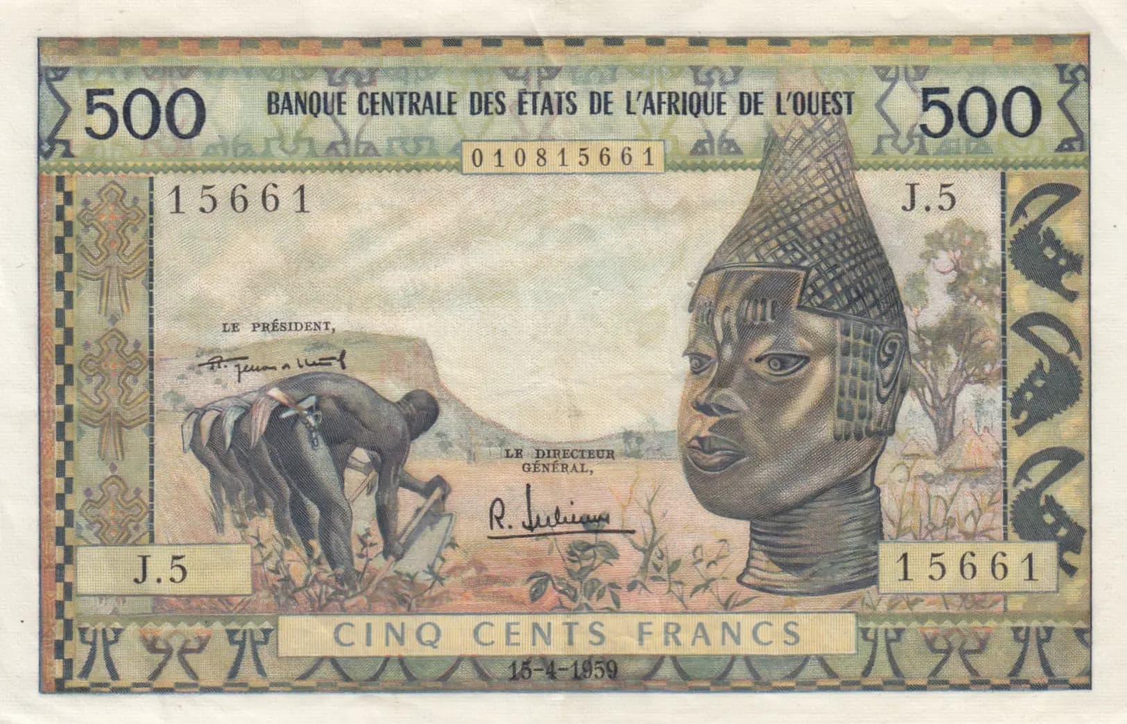 500 francs 1959 from West African States, P-3