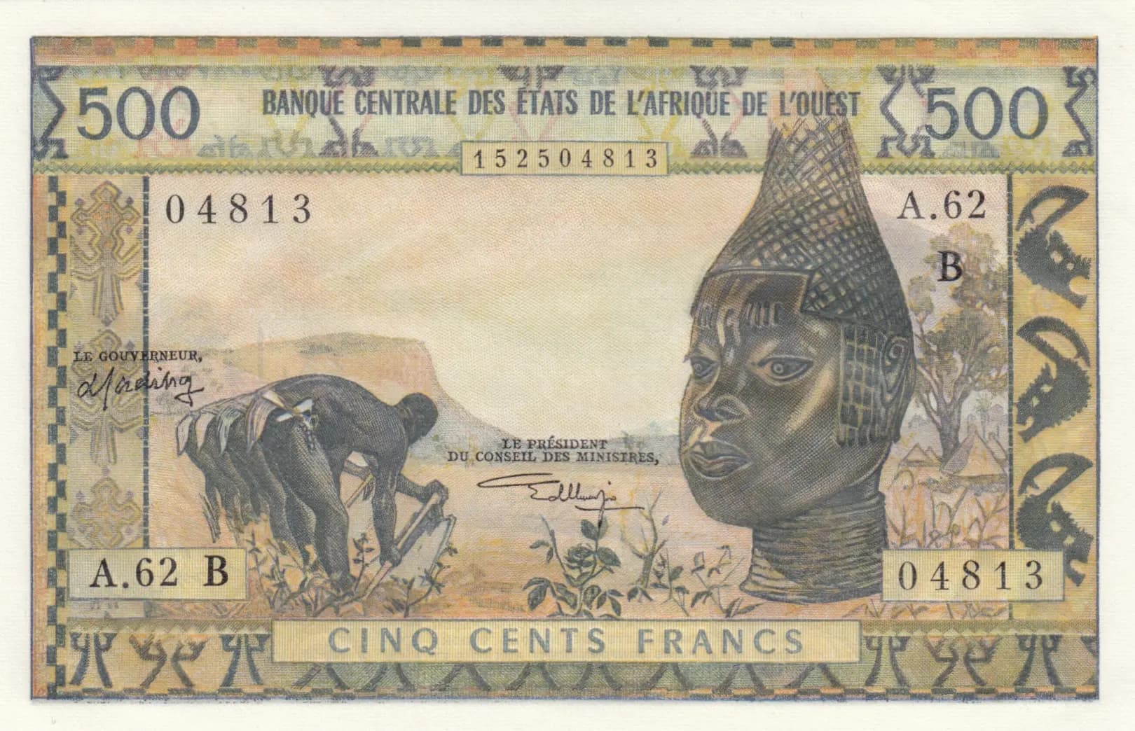 500 francs 1959 from West African States, P-202Bk