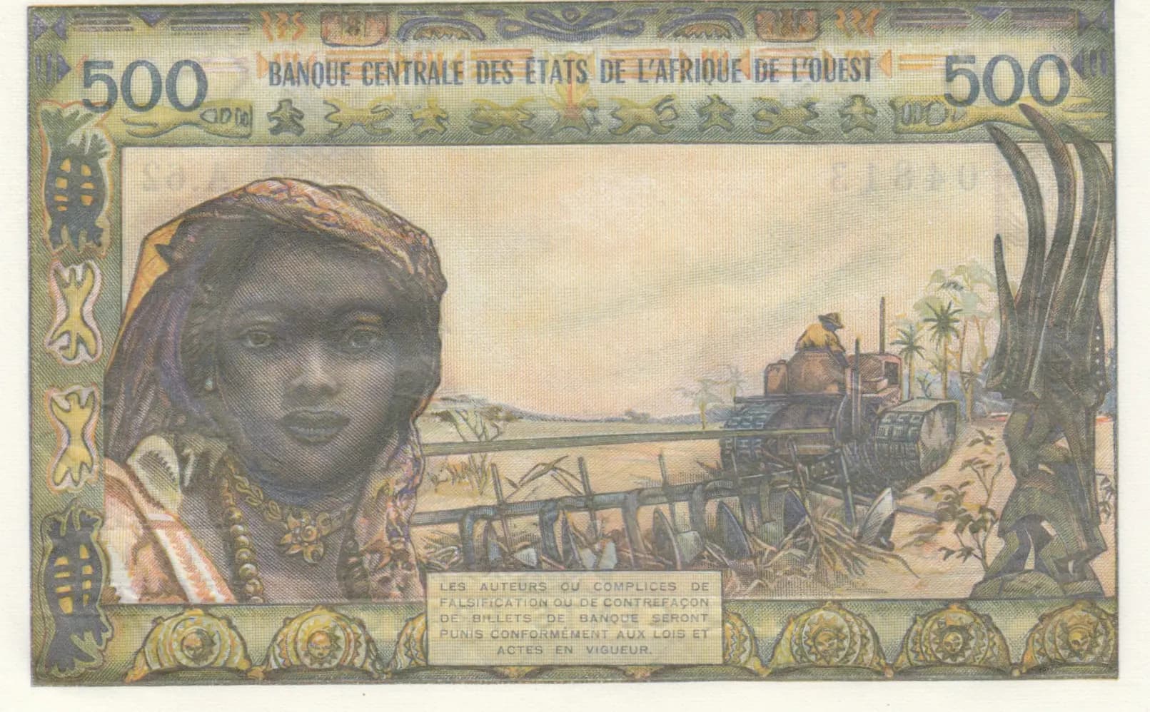 500 francs 1959 from West African States, P-202Bk (1959) — image 2