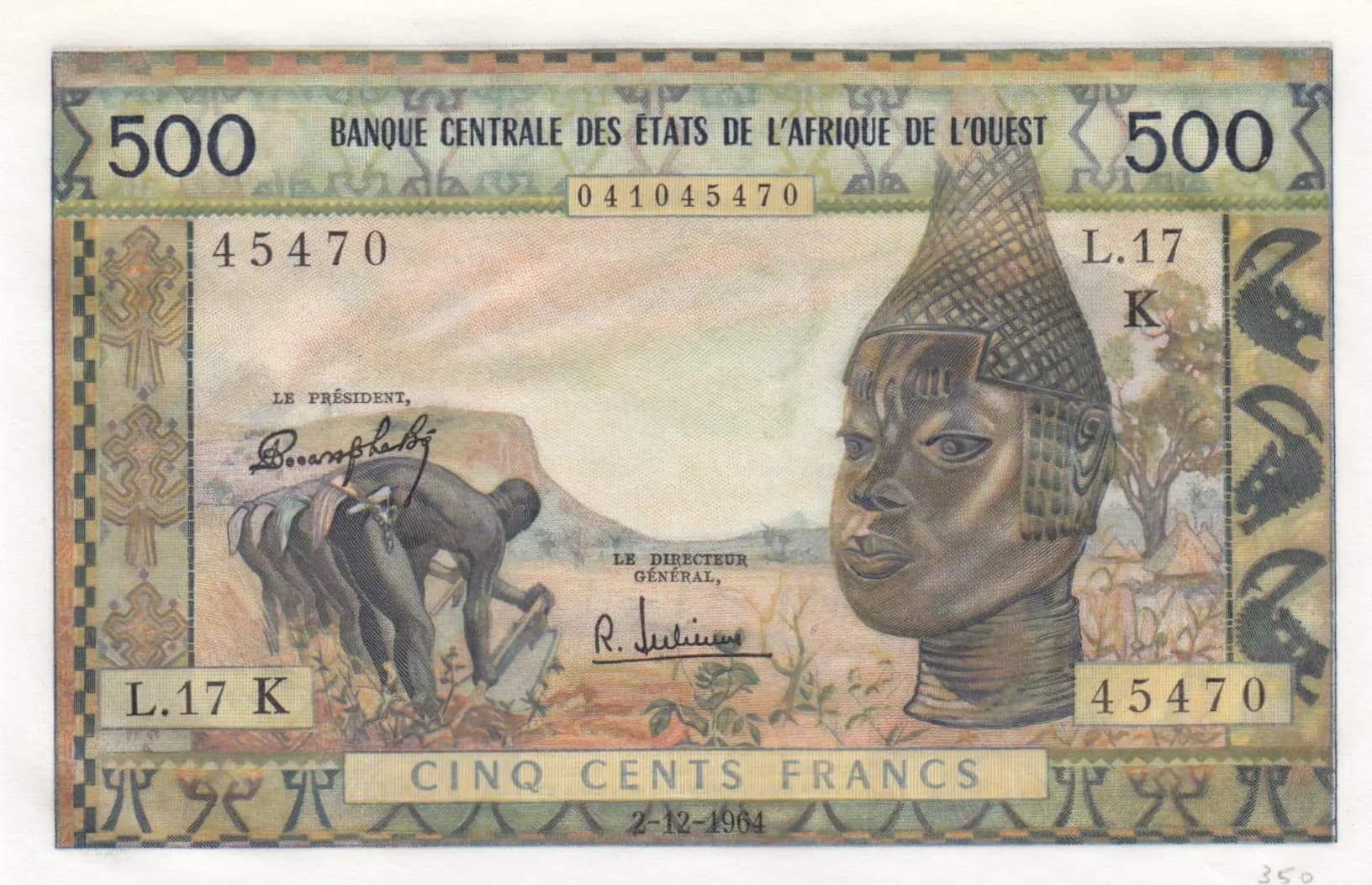 500 francs 1964 from West African States, P-702Kd (1964) — image 1