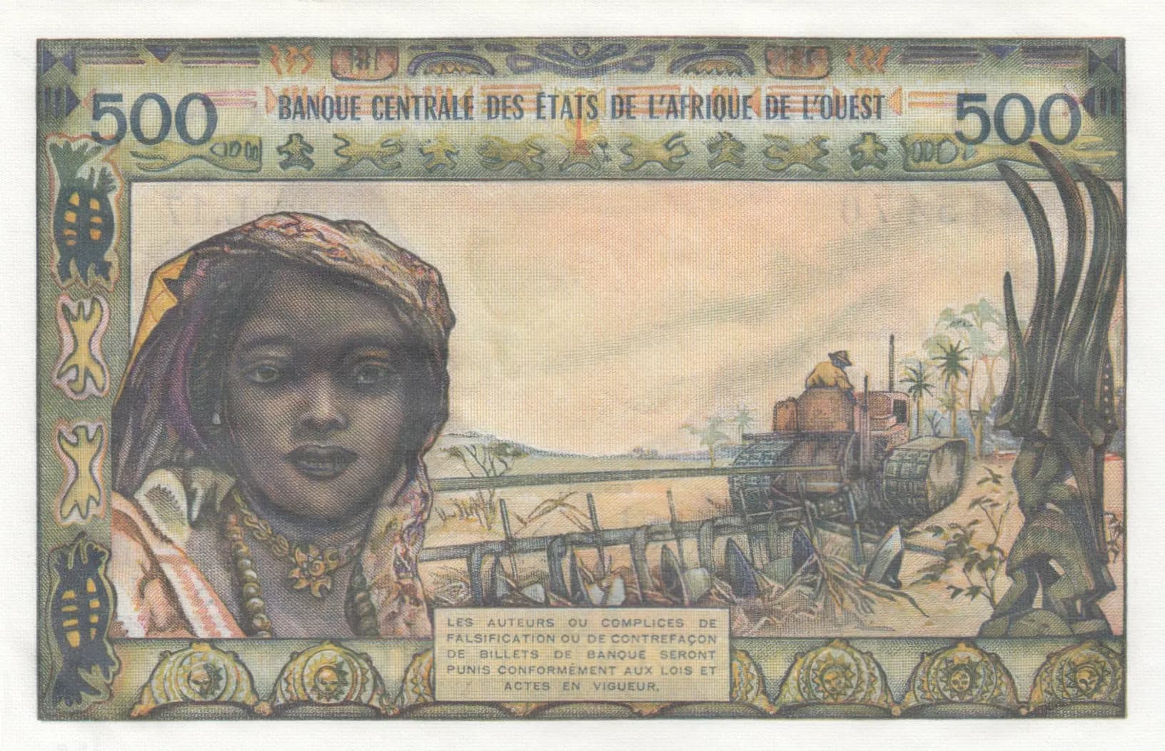 500 francs 1964 from West African States, P-702Kd (1964) — image 2