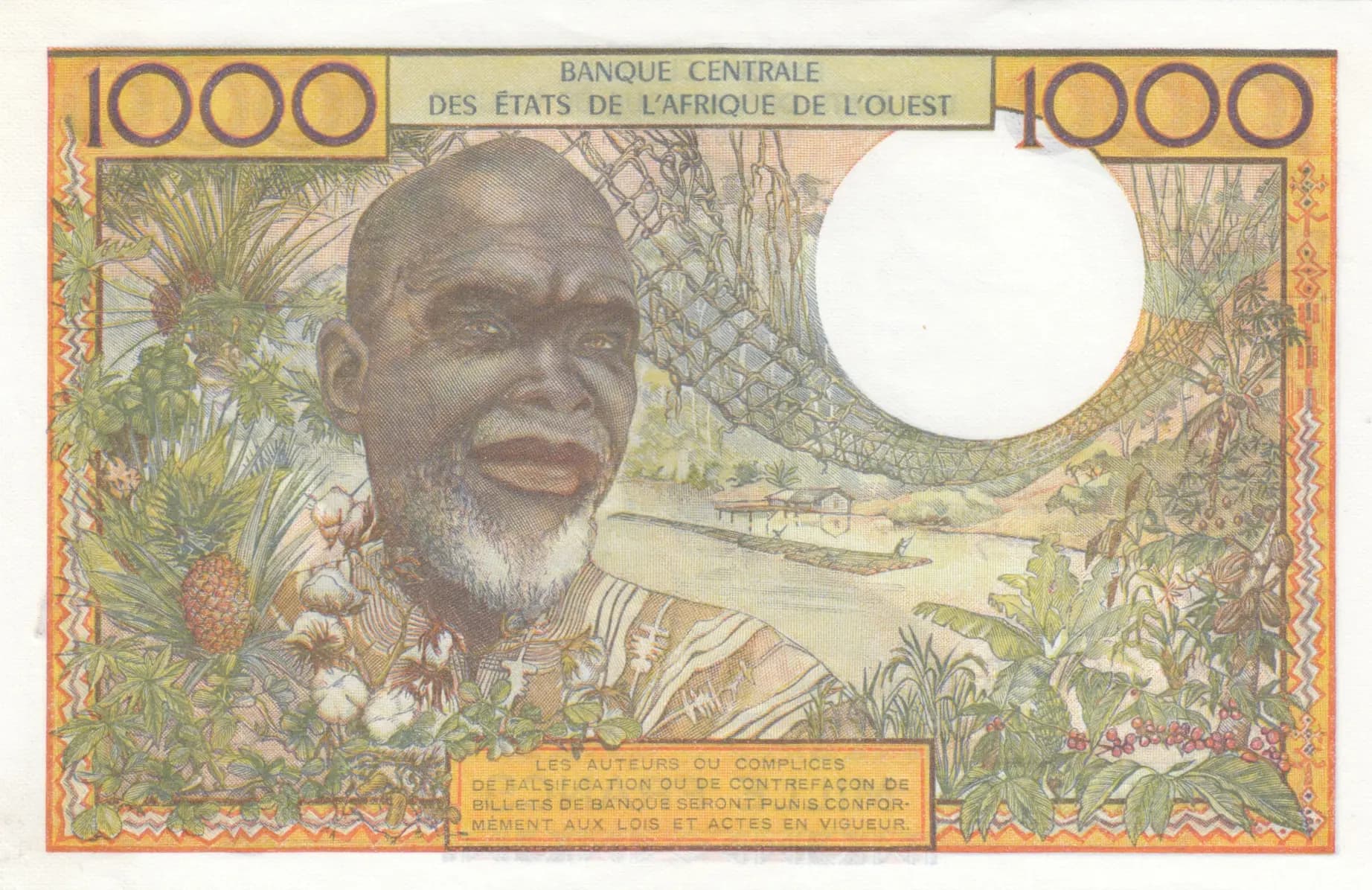 1000 francs 1959 from West African States, P-303Cm (1959) — image 2