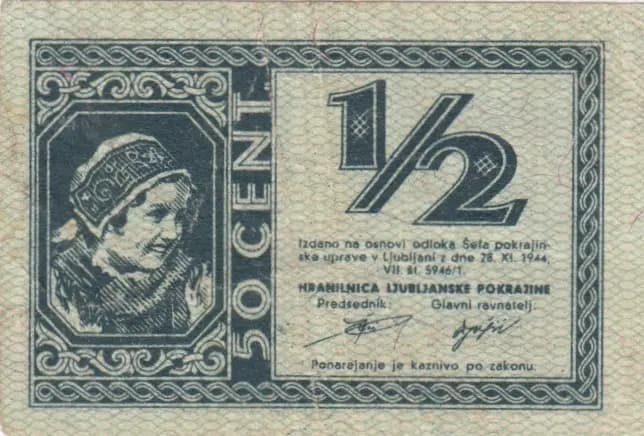 1/2 lira 1944 from Yugoslavia, P-R16 (1944) — image 2