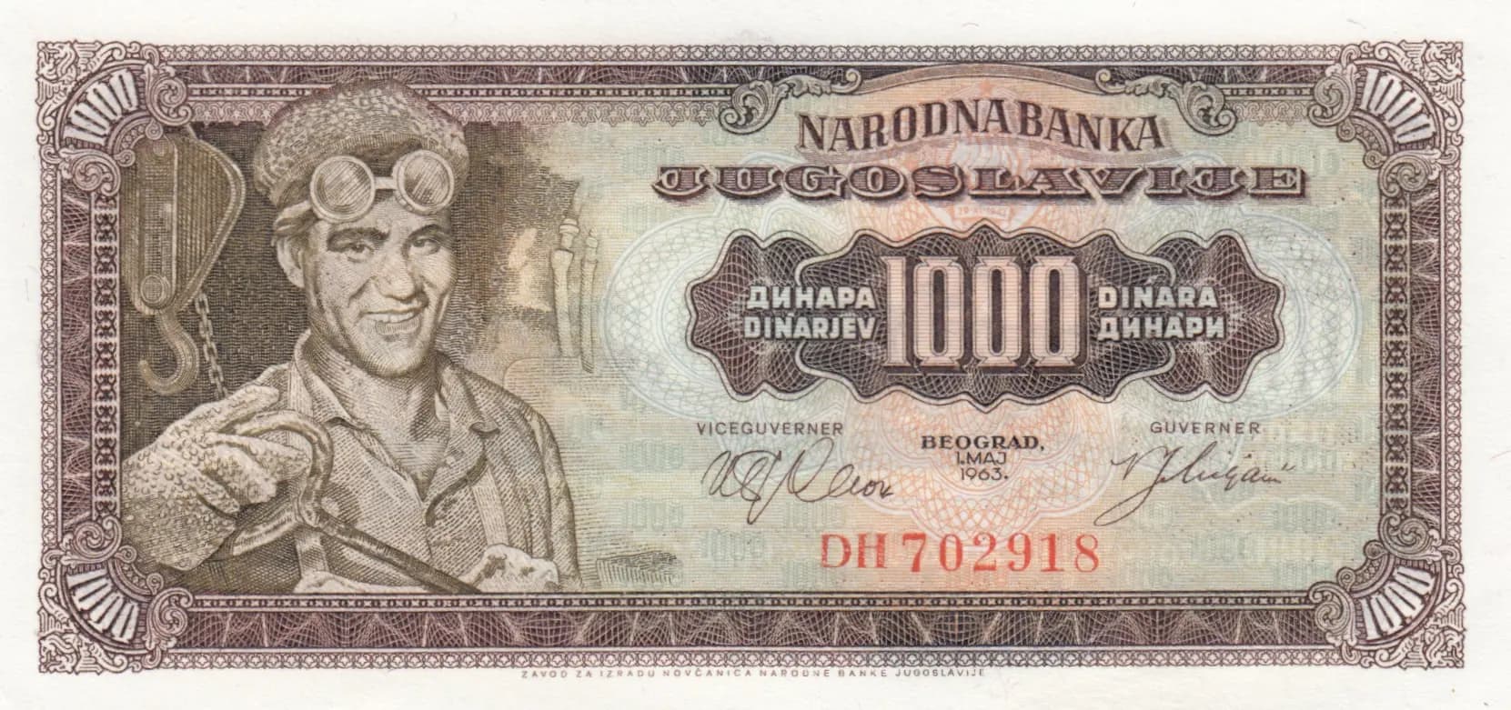 1000 dinara 1963 from Yugoslavia, P-75 (1963) — image 1