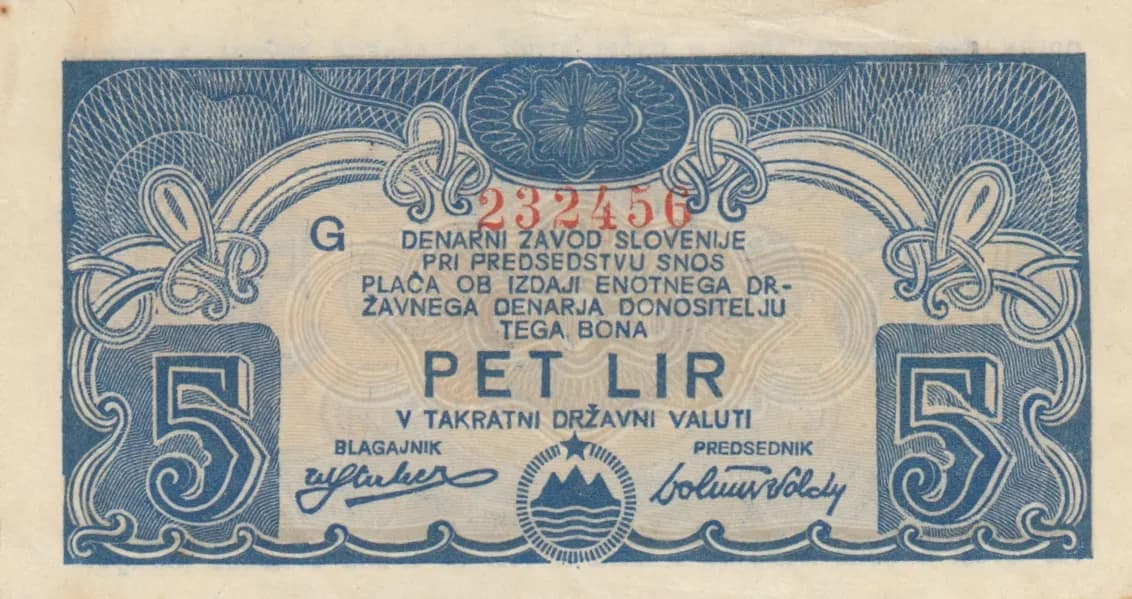 5 lire 1944 from Yugoslavia, P-? (1944) — image 1
