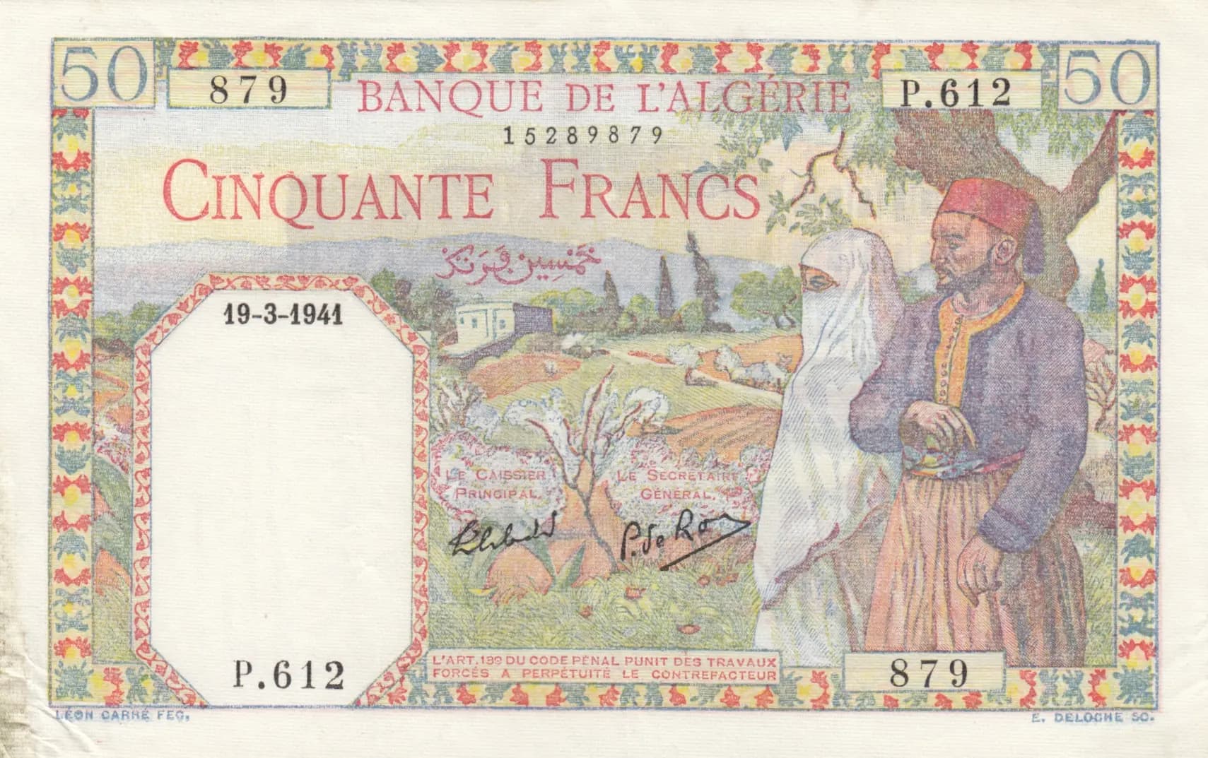 50 francs 1941 from Algeria, P-84 (1941) — image 1