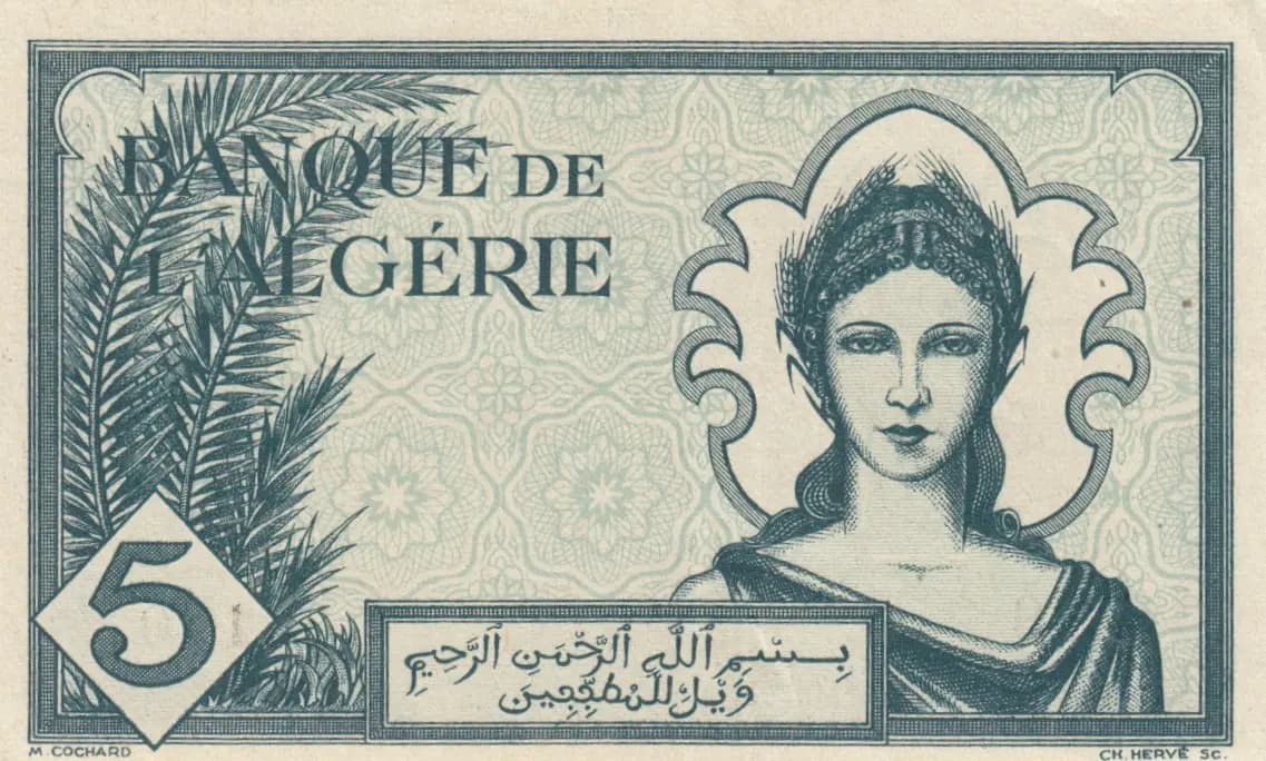 5 francs 1942 from Algeria, P-91 (1942) — image 1