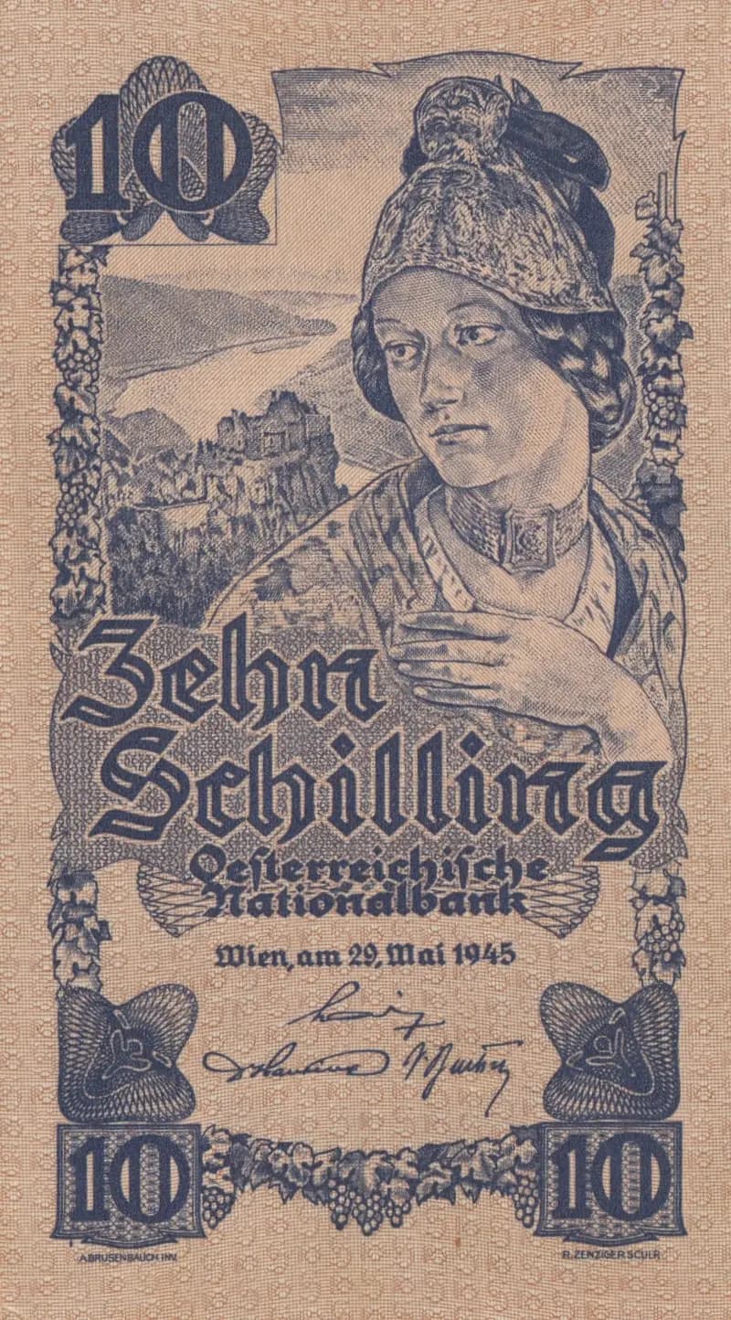 10 hillings 1945 from Austria, P-114 (1945) — image 1