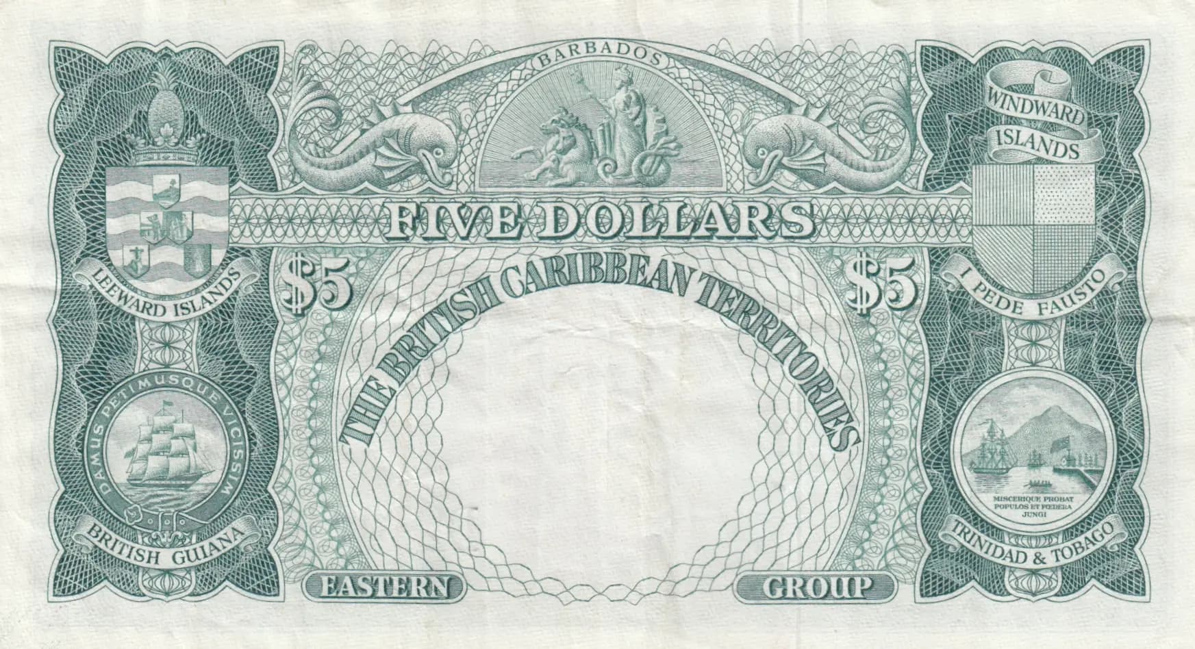 5 dollars 1955 from British Caribbean Territories, P-9b (1955) — image 2