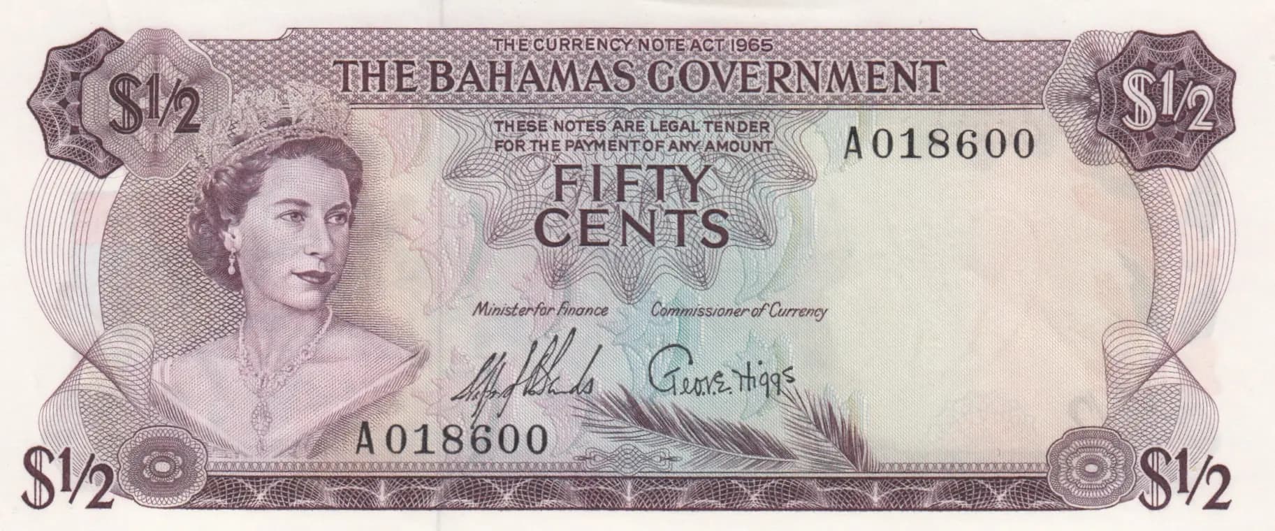 50 cents 1965 from Bahamas, P-17 (1965) — image 1