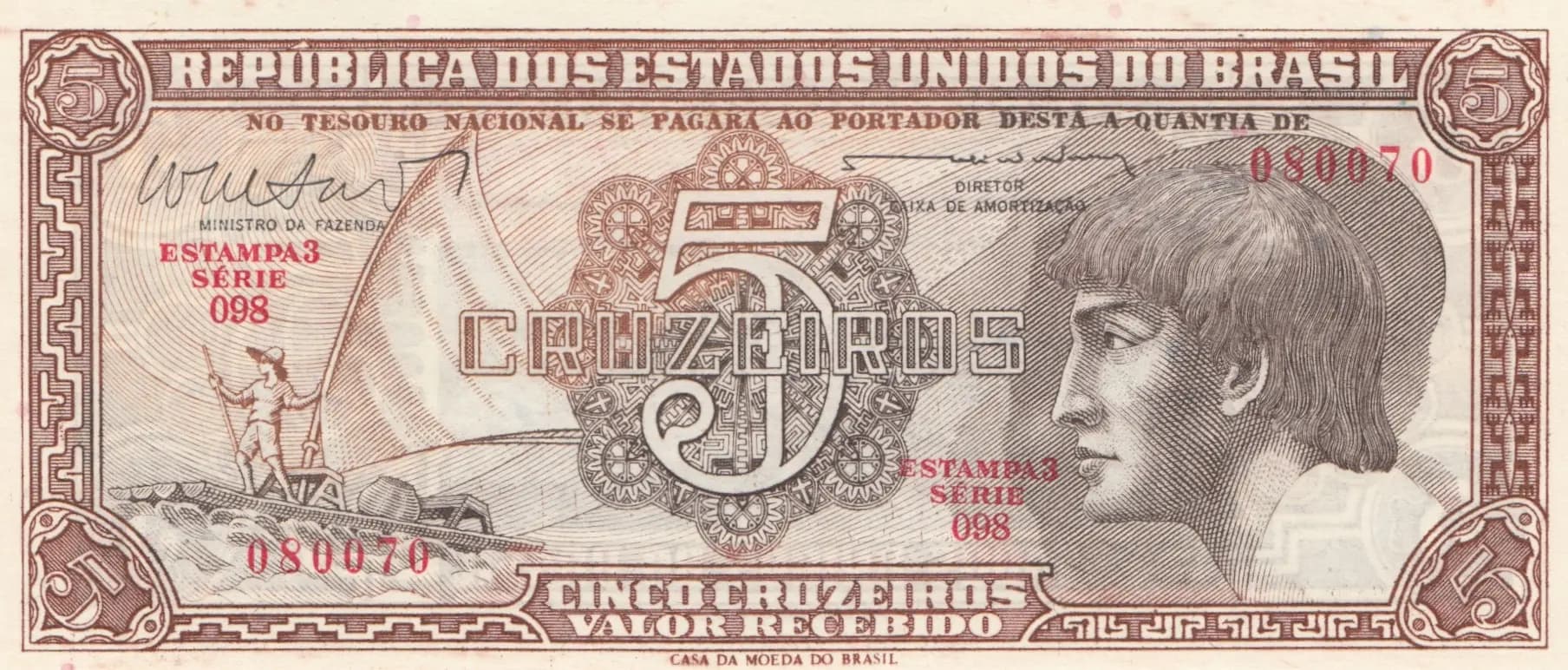 5 cruzeiros 1962 from Brazil, P-166b (1962) — image 1