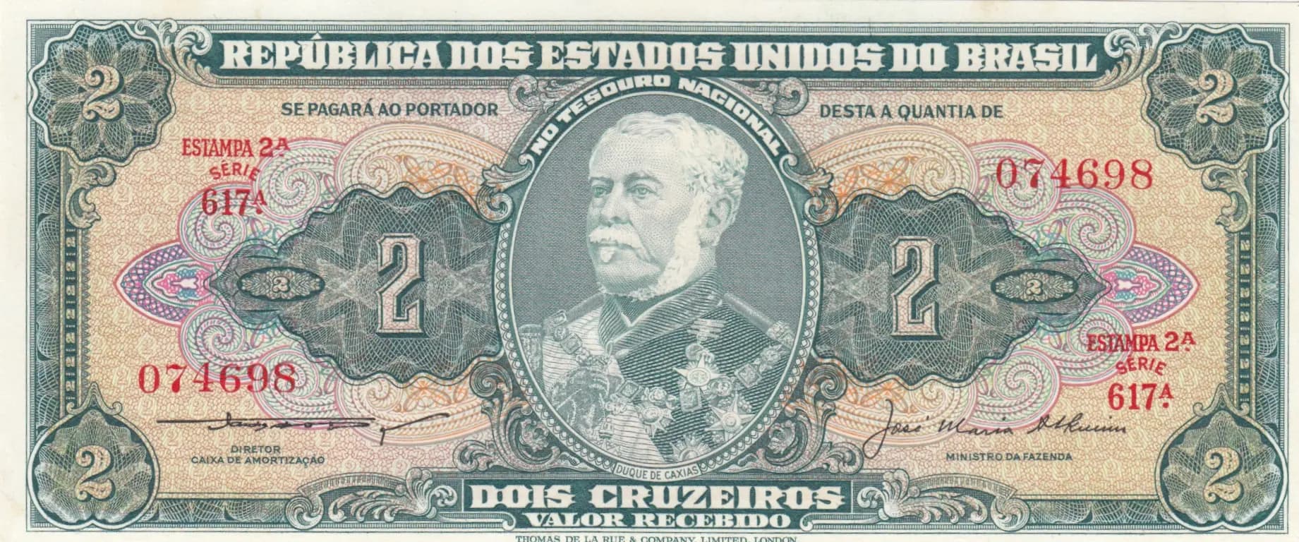 2 cruzeiros 1956 from Brazil, P-157Ab (1956) — image 1