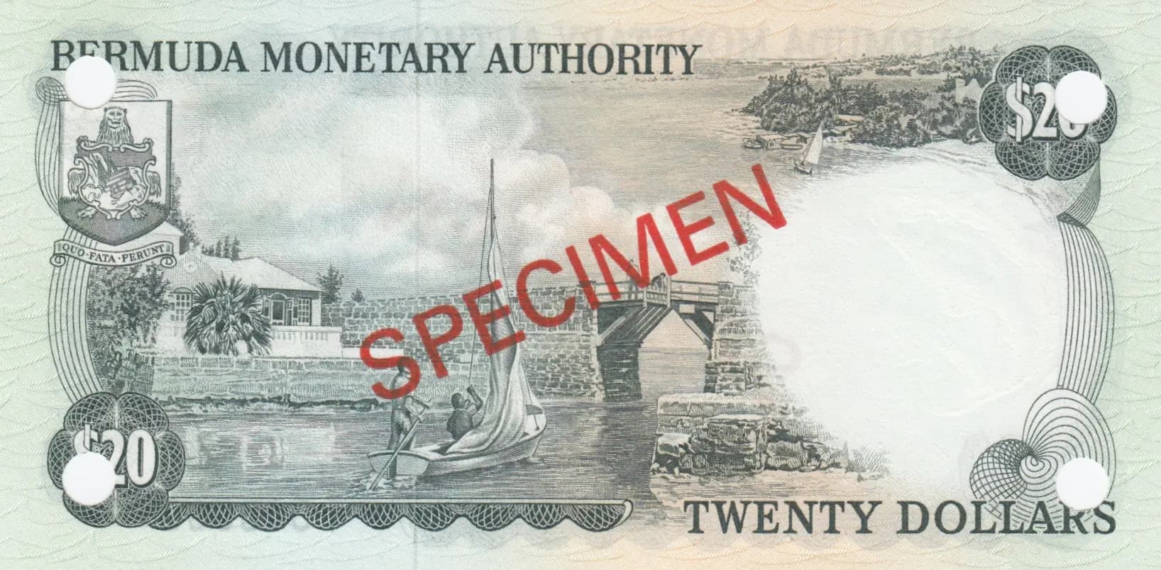 20 dollars 1974 specimen from Bermuda, P-31as (1974) — image 2