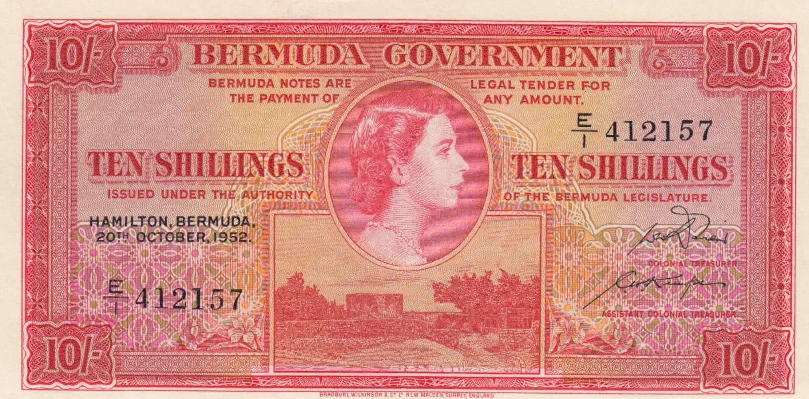 10 shillings 1952 from Bermuda, P-19a (1952) — image 1